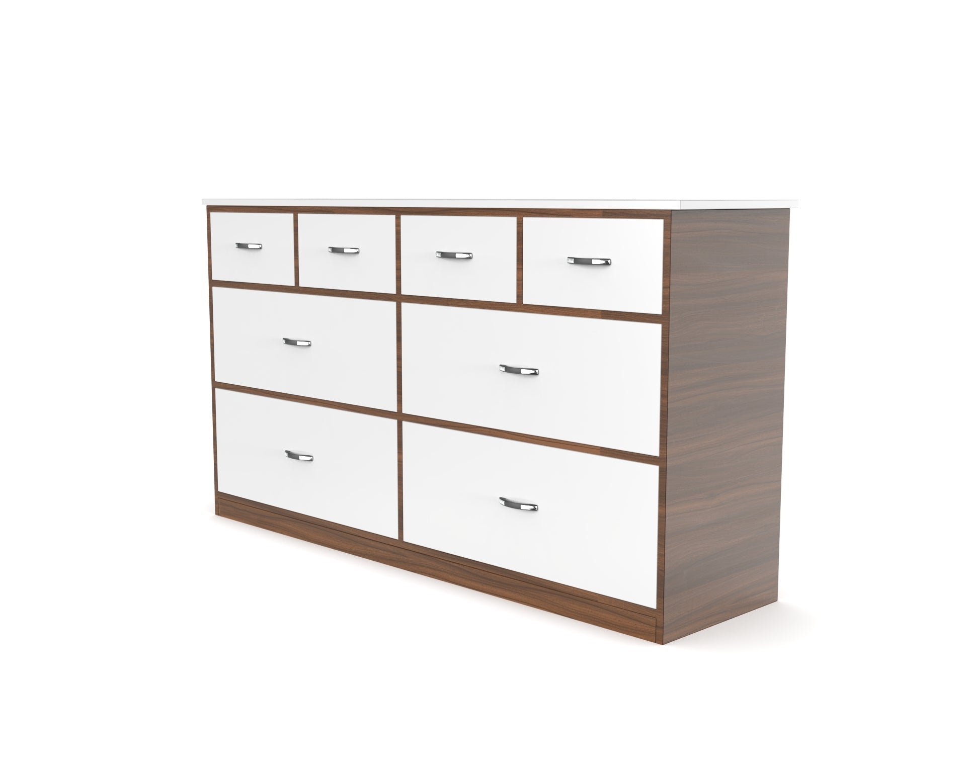 Dynasty Chest with 8 Drawers - Classic Walnut and Frosty white - Neehv Home