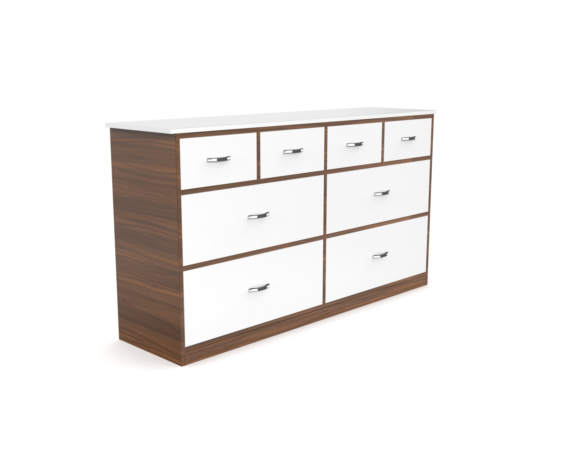 Dynasty Chest with 8 Drawers - Classic Walnut and Frosty white - Neehv Home