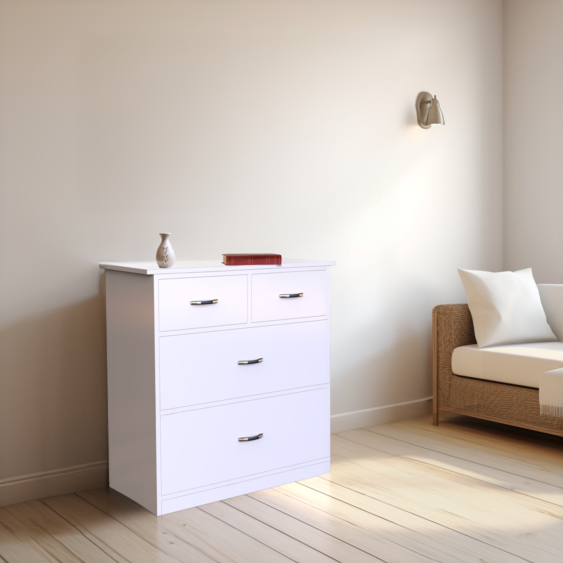 Dynasty Chest with 4 Drawers - (Frosty white) - Neehv Home