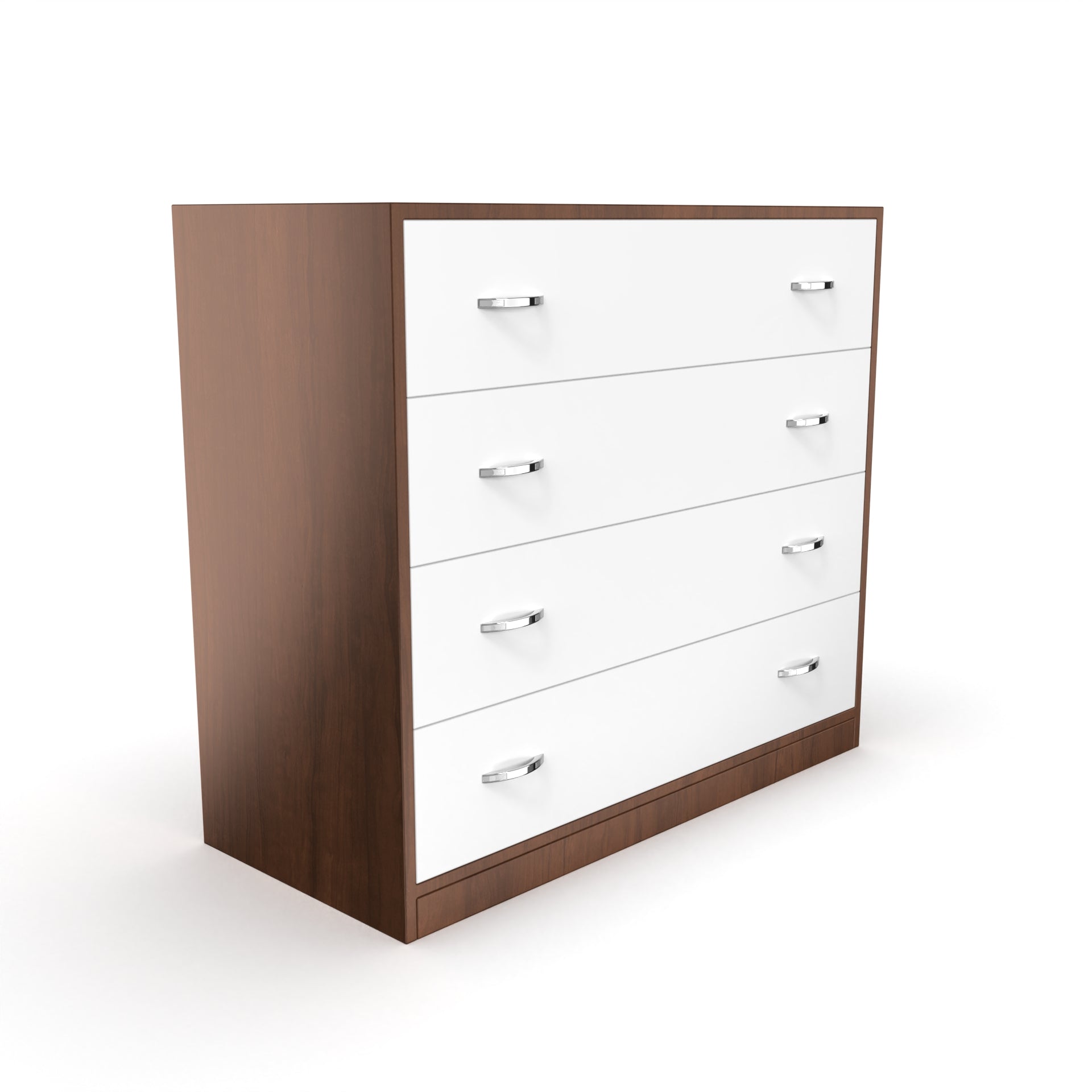 Bliss Chest with 4 Drawers (3') - Brazilian Walnut and Frosty White - Neehv Home