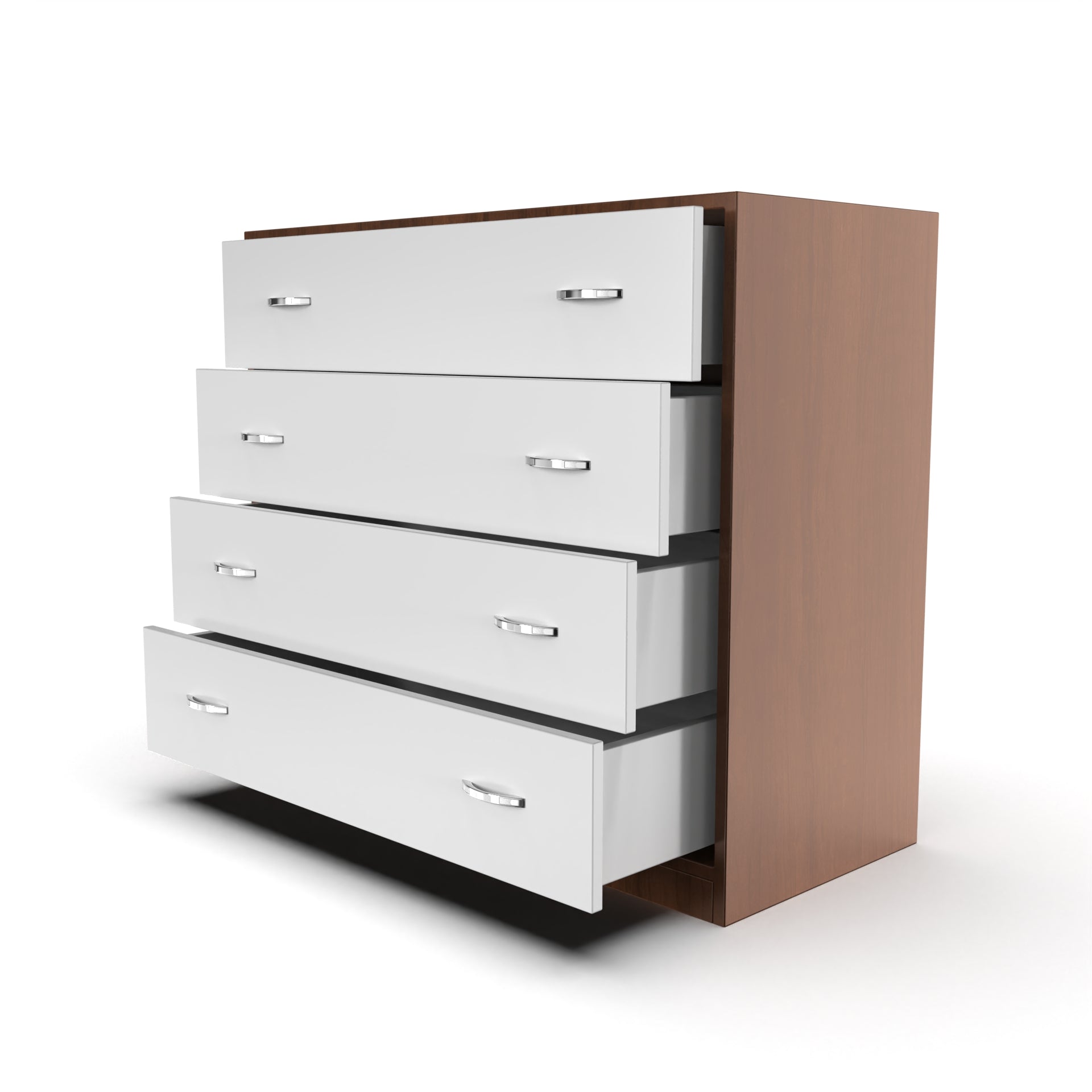 Bliss Chest with 4 Drawers (3') - Brazilian Walnut and Frosty White - Neehv Home