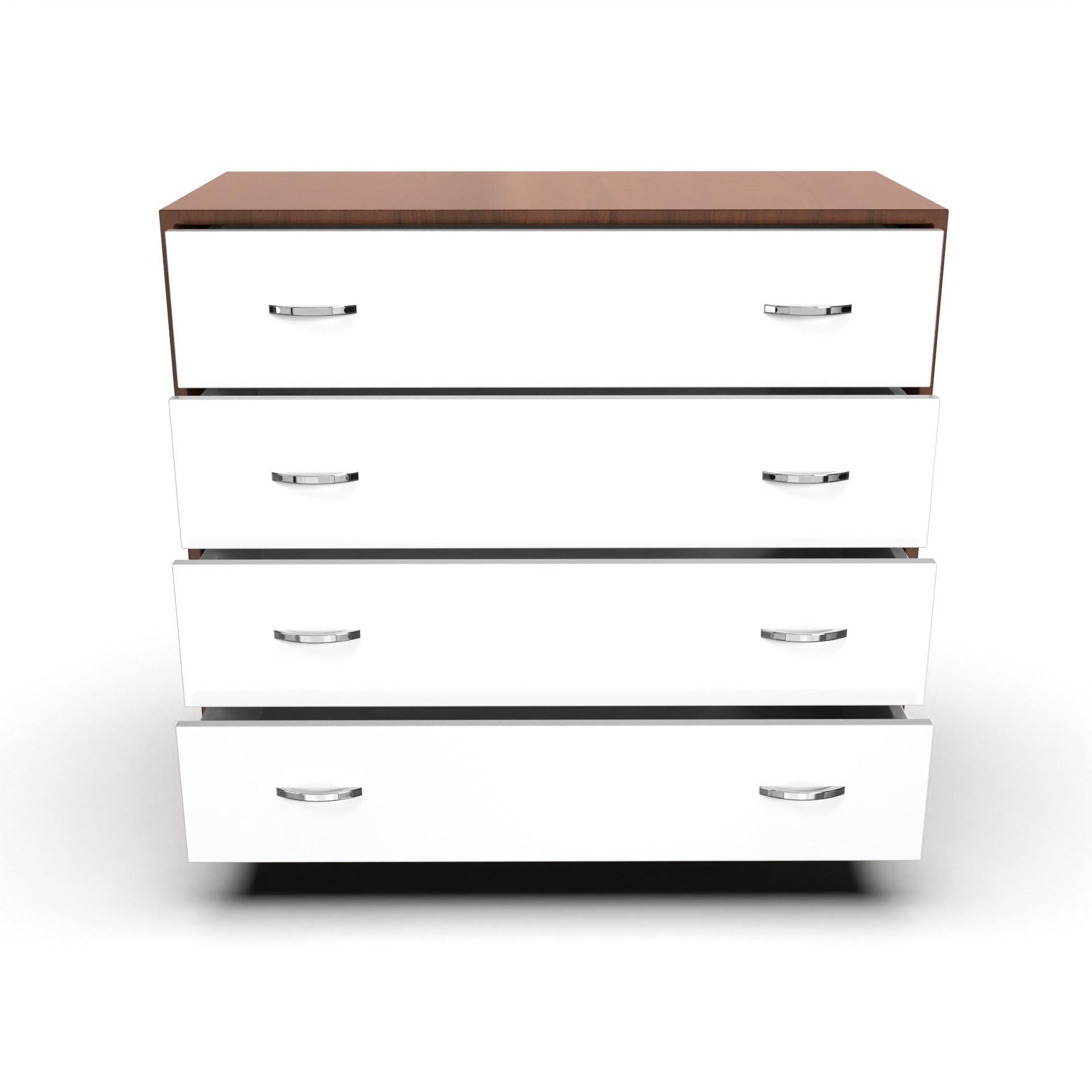 Bliss Chest with 4 Drawers (3') - Brazilian Walnut and Frosty White - Neehv Home