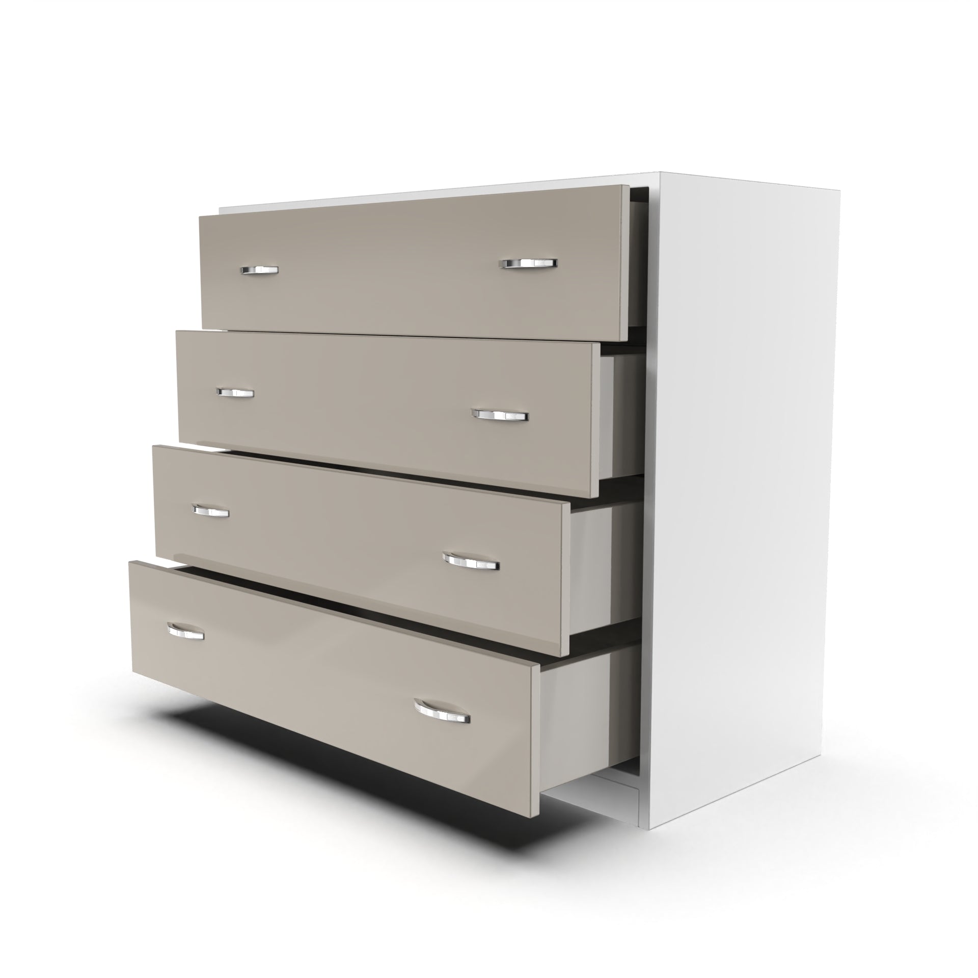 Bliss Chest with 4 Drawers (3') - UV Glossy Pebble Beach and Frosty White - Neehv Home