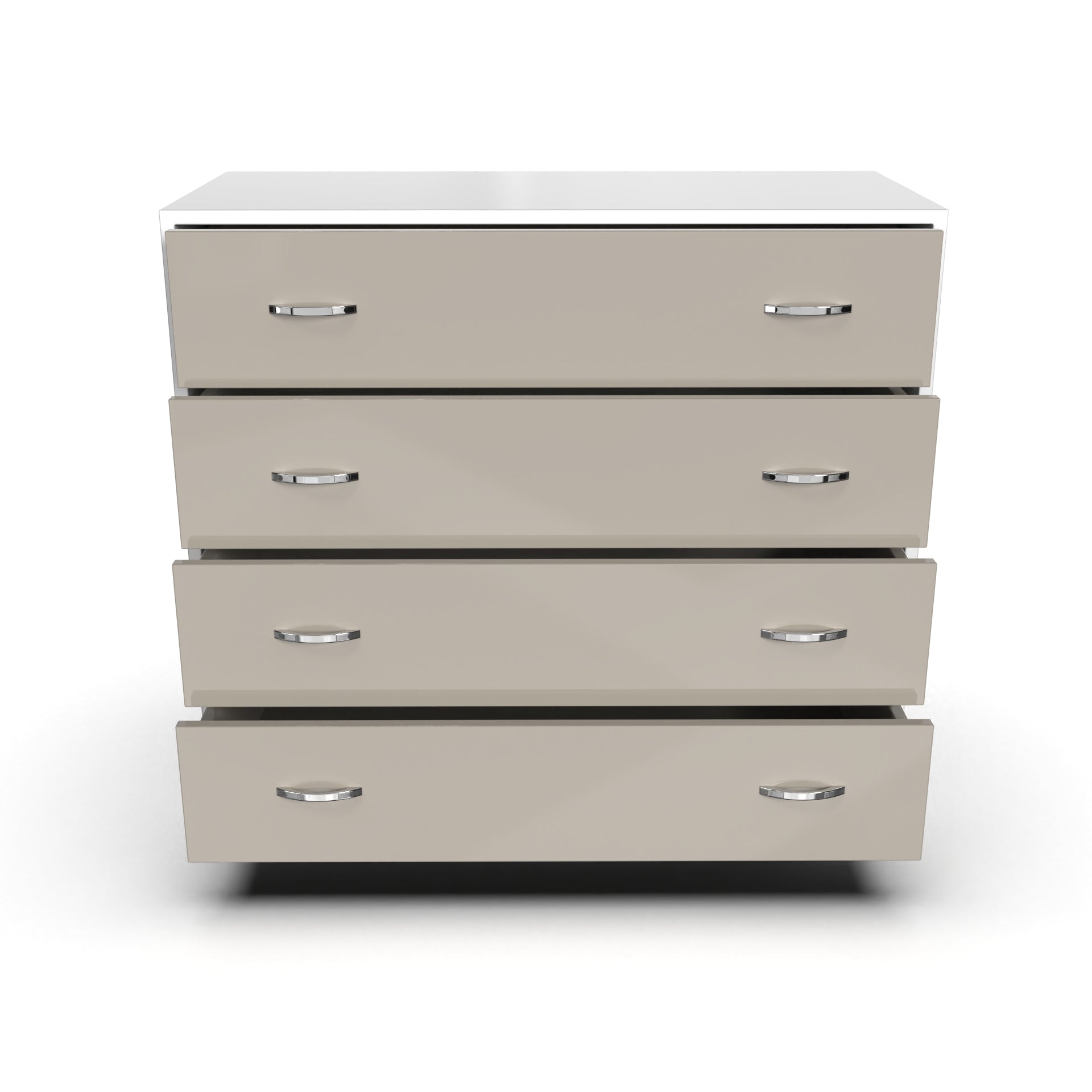 Bliss Chest with 4 Drawers (3') - UV Glossy Pebble Beach and Frosty White - Neehv Home