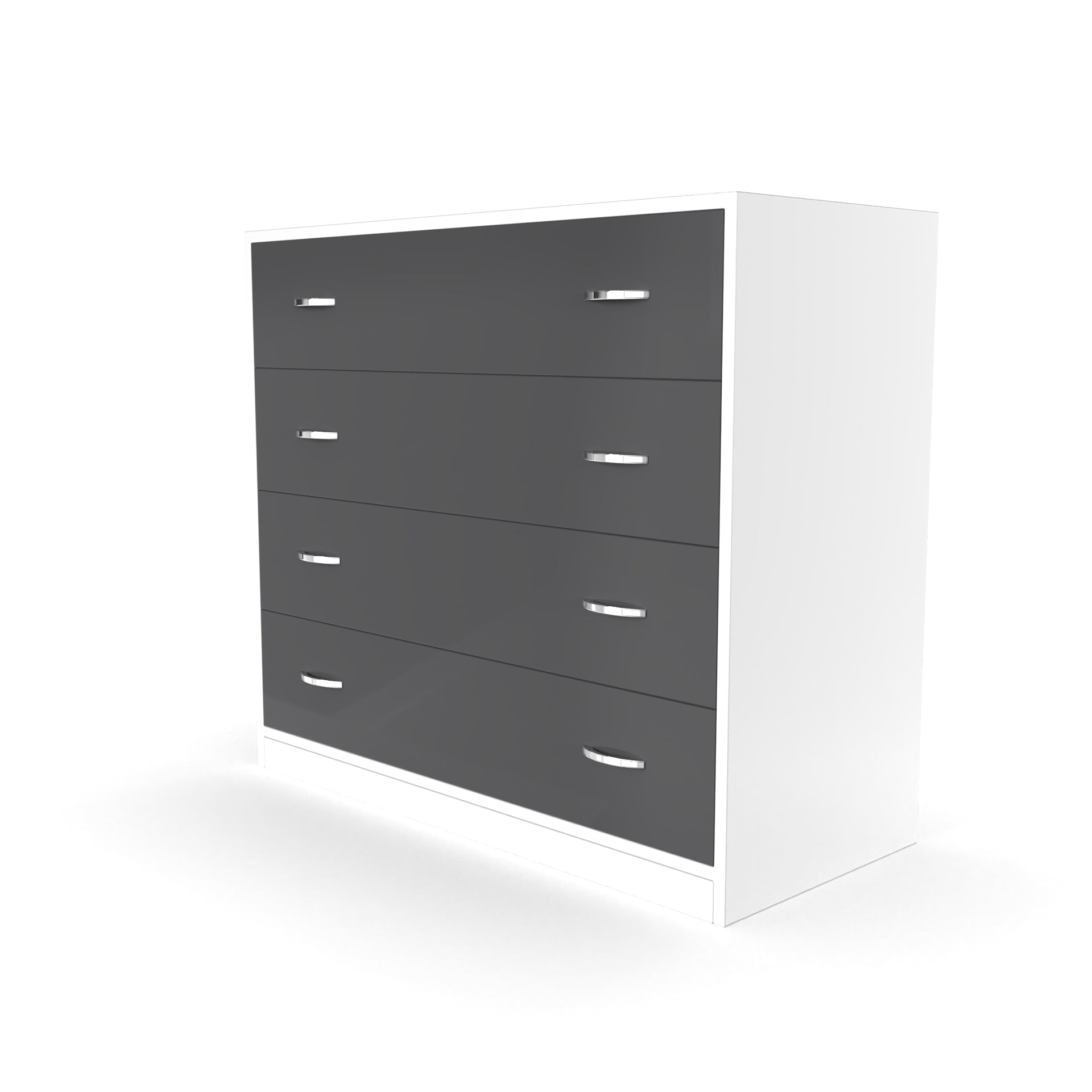 Bliss Chest with 4 Drawers (3') - UV Glossy Slate Grey and Frosty White - Neehv Home