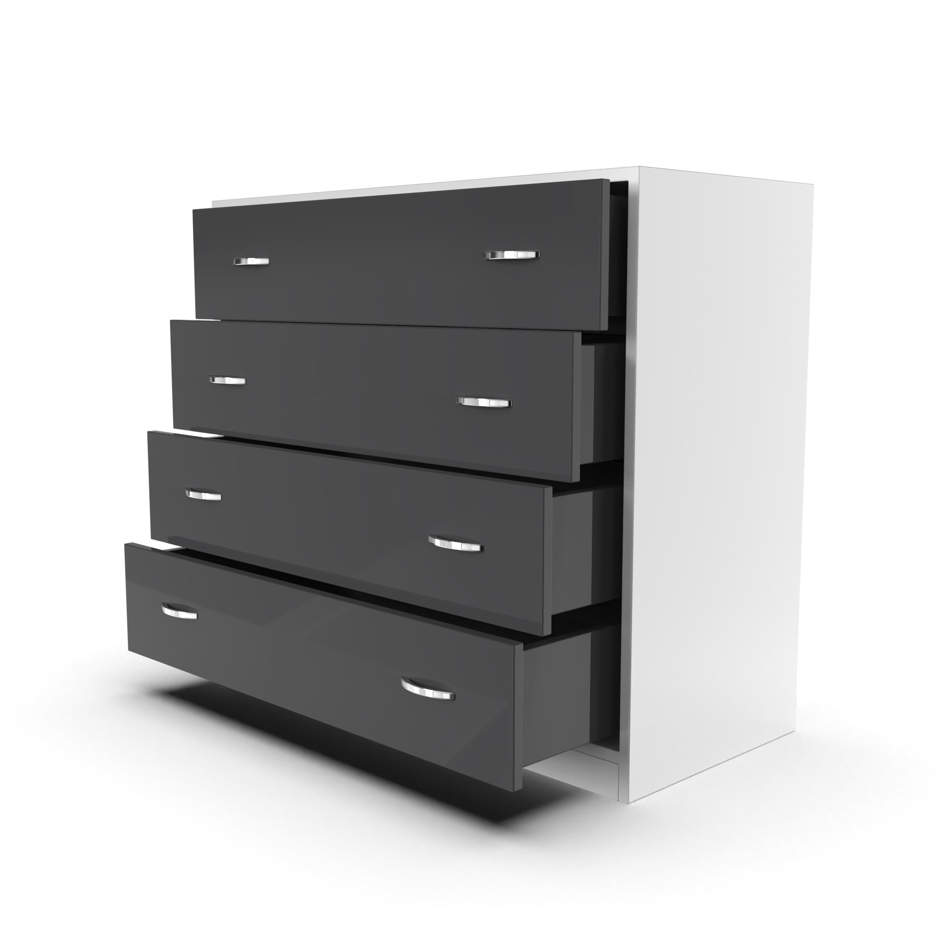 Bliss Chest with 4 Drawers (3') - UV Glossy Slate Grey and Frosty White - Neehv Home