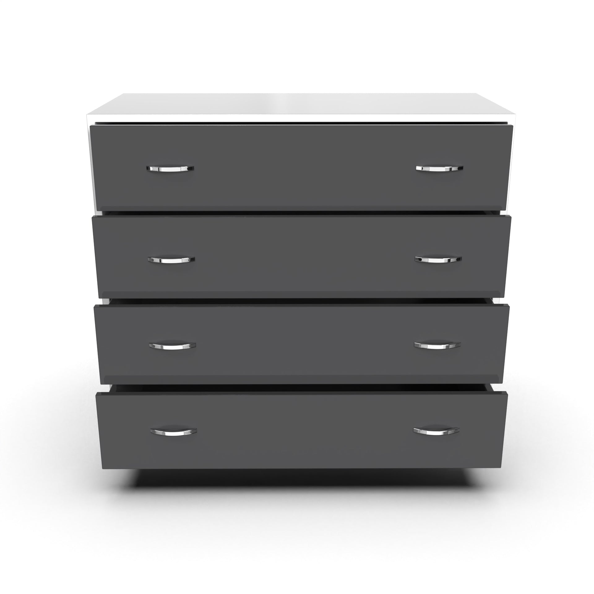 Bliss Chest with 4 Drawers (3') - UV Glossy Slate Grey and Frosty White - Neehv Home