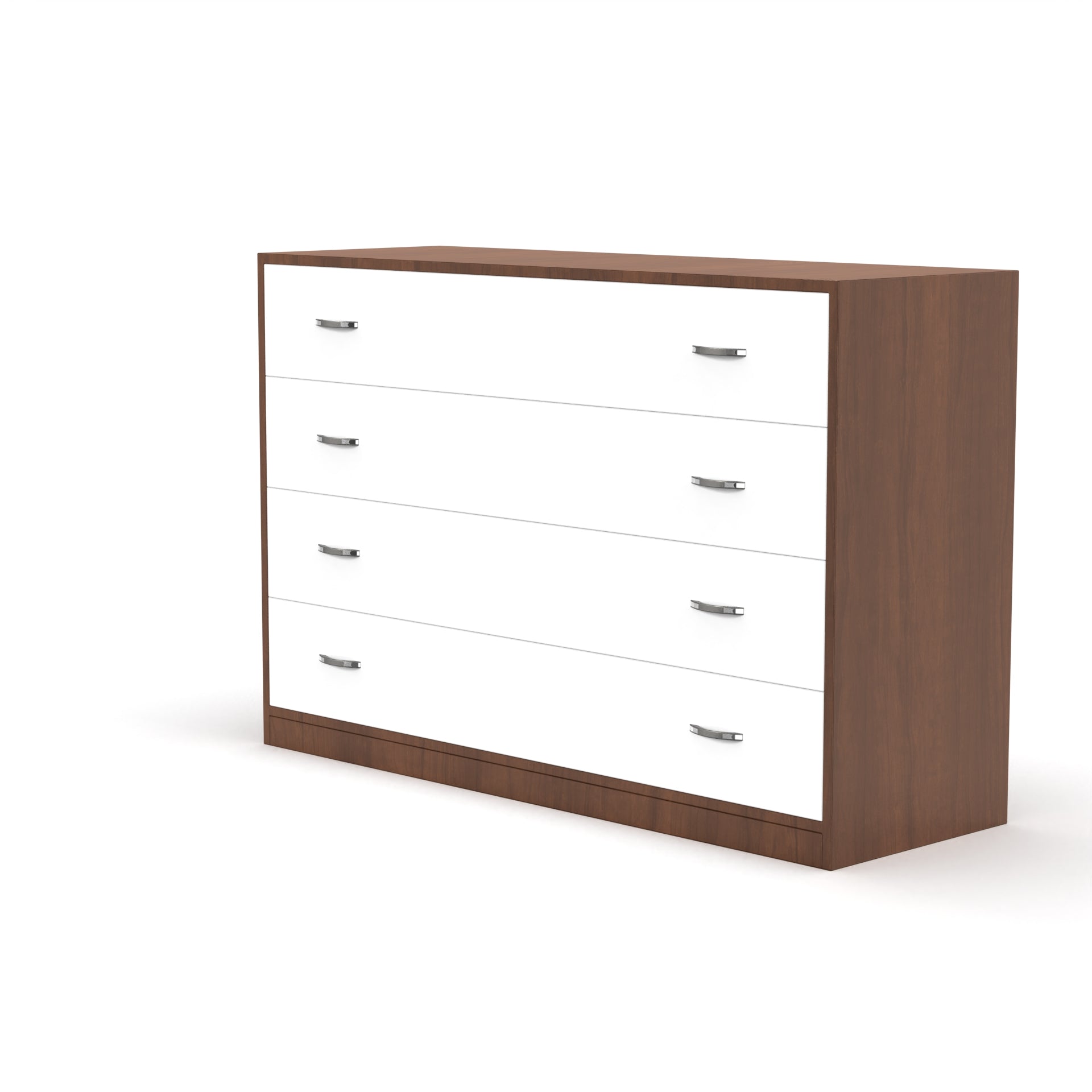 Bliss Chest with 4 Drawers (4') - Brazilian Walnut and Frosty White - Neehv Home