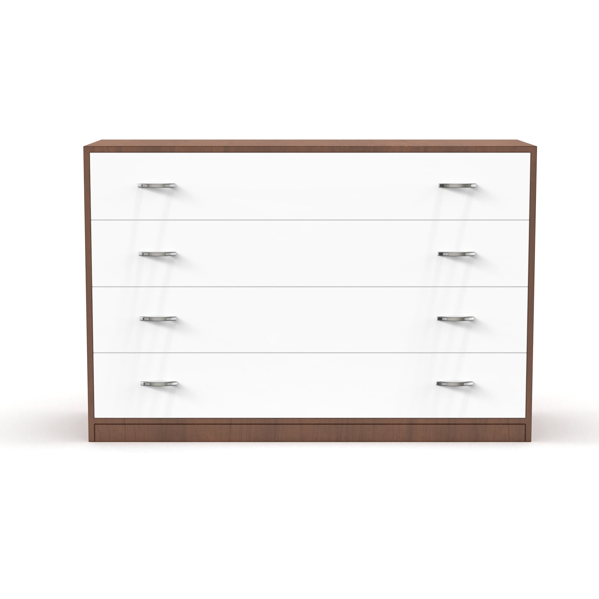 Bliss Chest with 4 Drawers (4') - Brazilian Walnut and Frosty White - Neehv Home