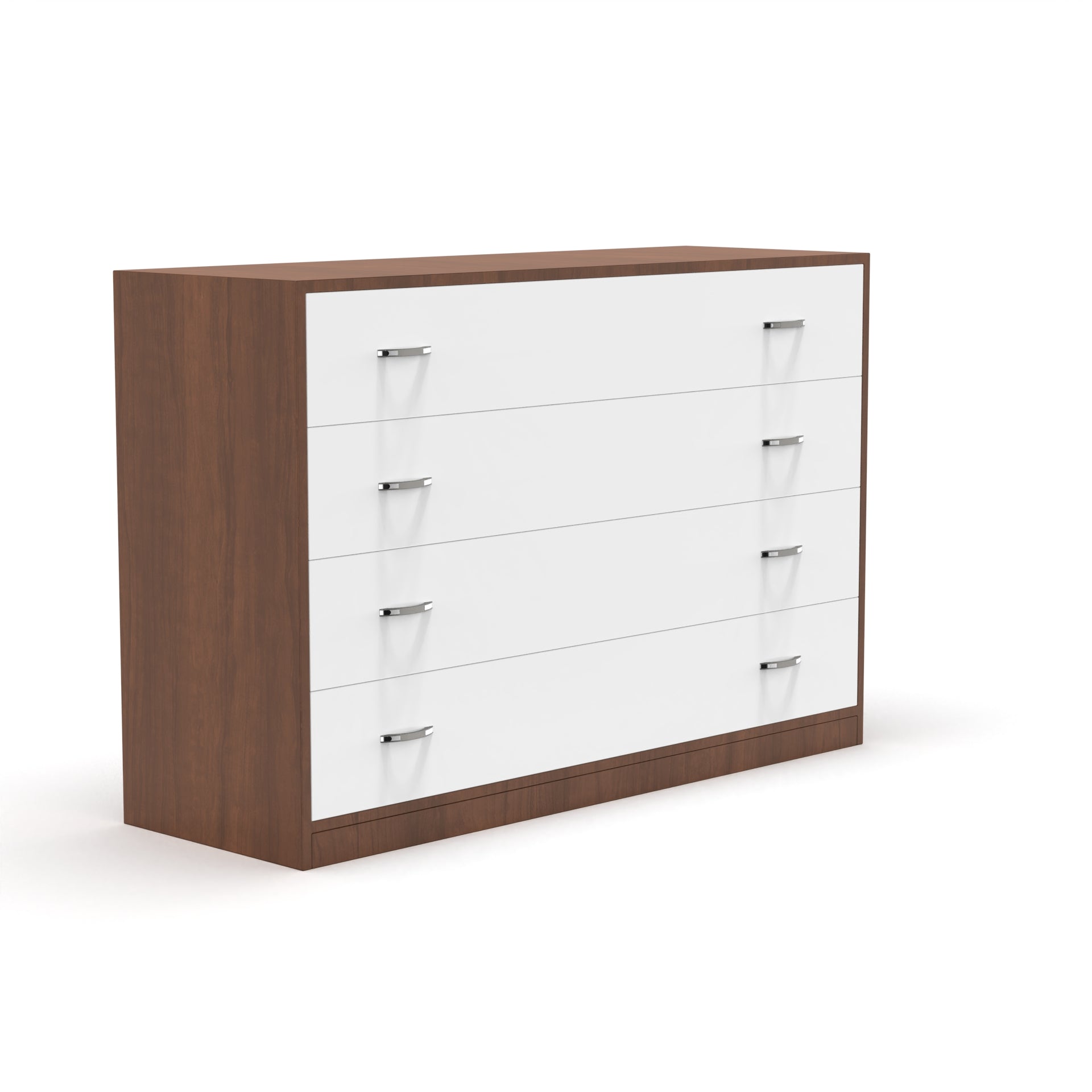 Bliss Chest with 4 Drawers (4') - Brazilian Walnut and Frosty White - Neehv Home