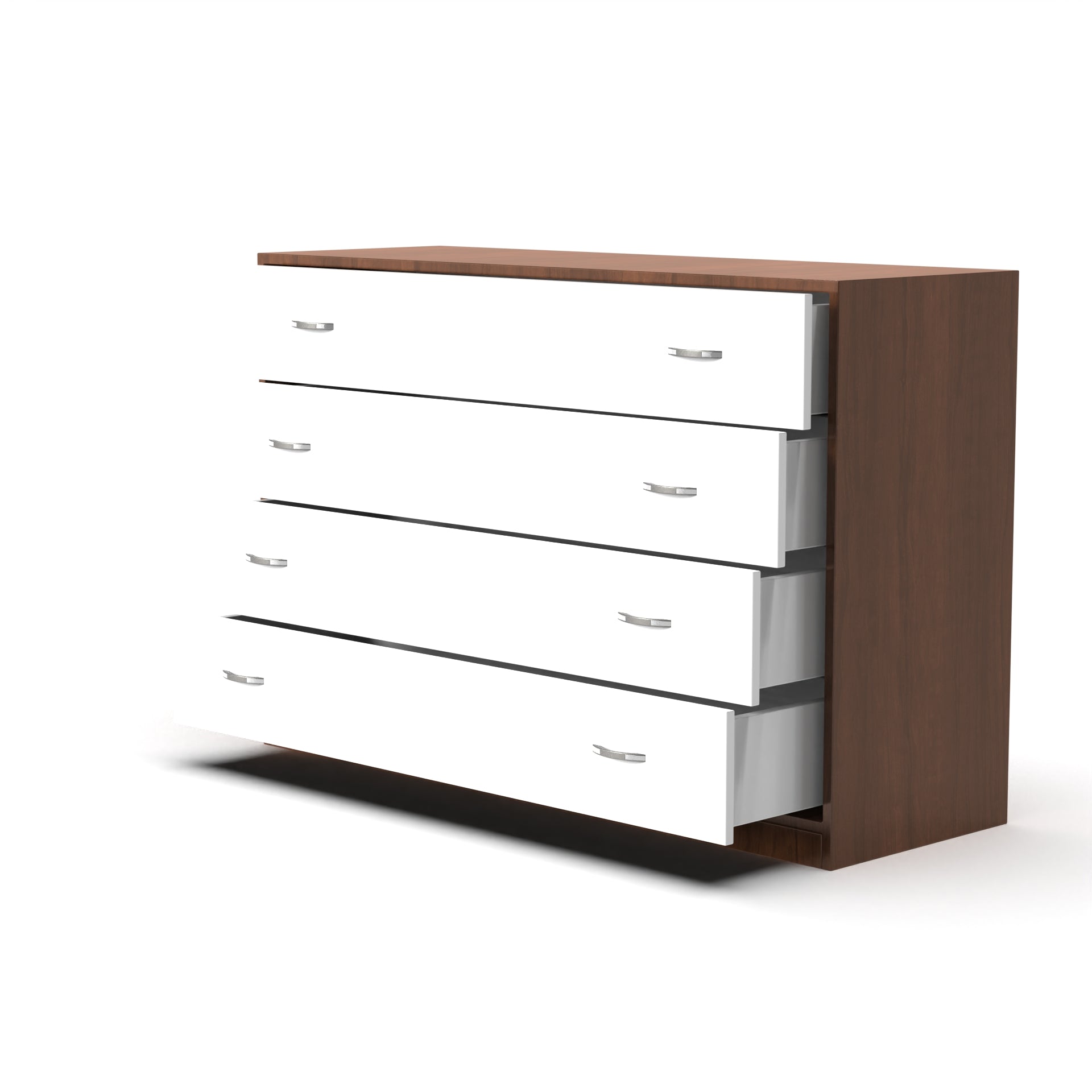 Bliss Chest with 4 Drawers (4') - Brazilian Walnut and Frosty White - Neehv Home