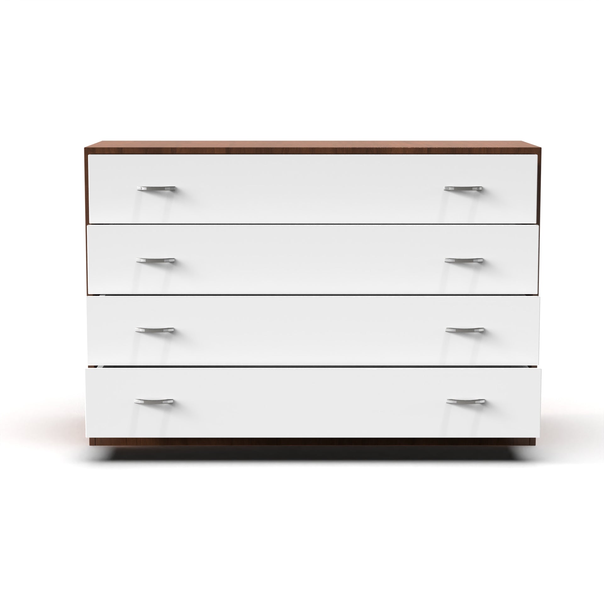 Bliss Chest with 4 Drawers (4') - Brazilian Walnut and Frosty White - Neehv Home