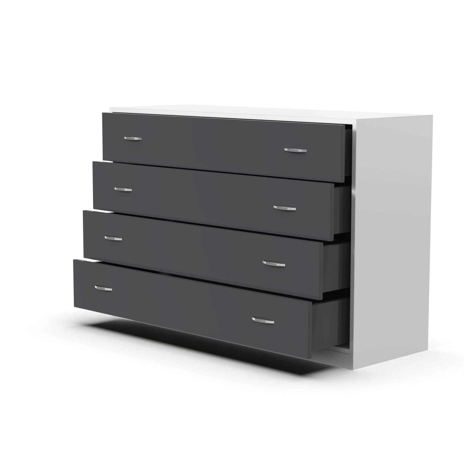 Bliss Chest with 4 Drawers (4') - UV Glossy Slate Grey and Frosty White - Neehv Home