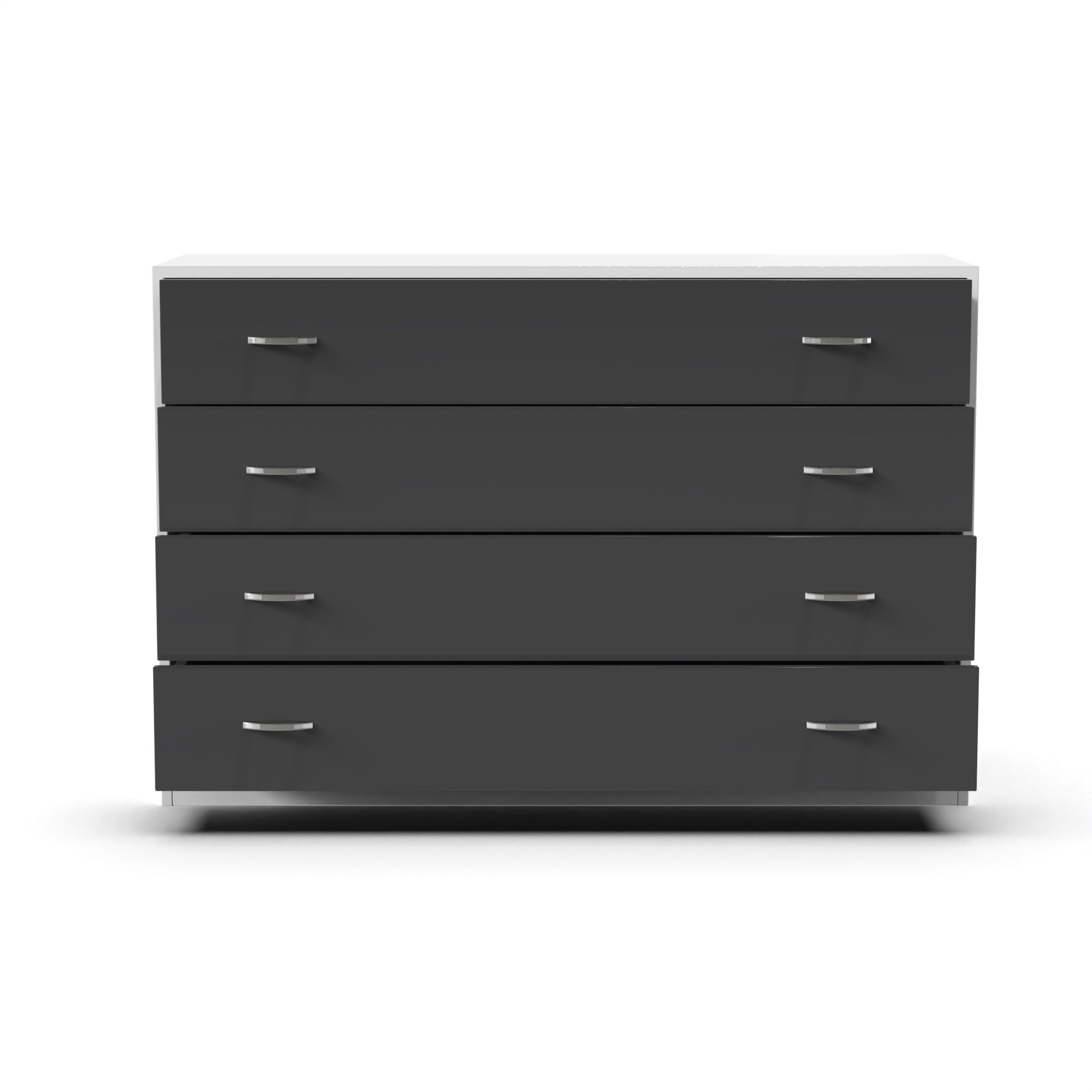 Bliss Chest with 4 Drawers (4') - UV Glossy Slate Grey and Frosty White - Neehv Home