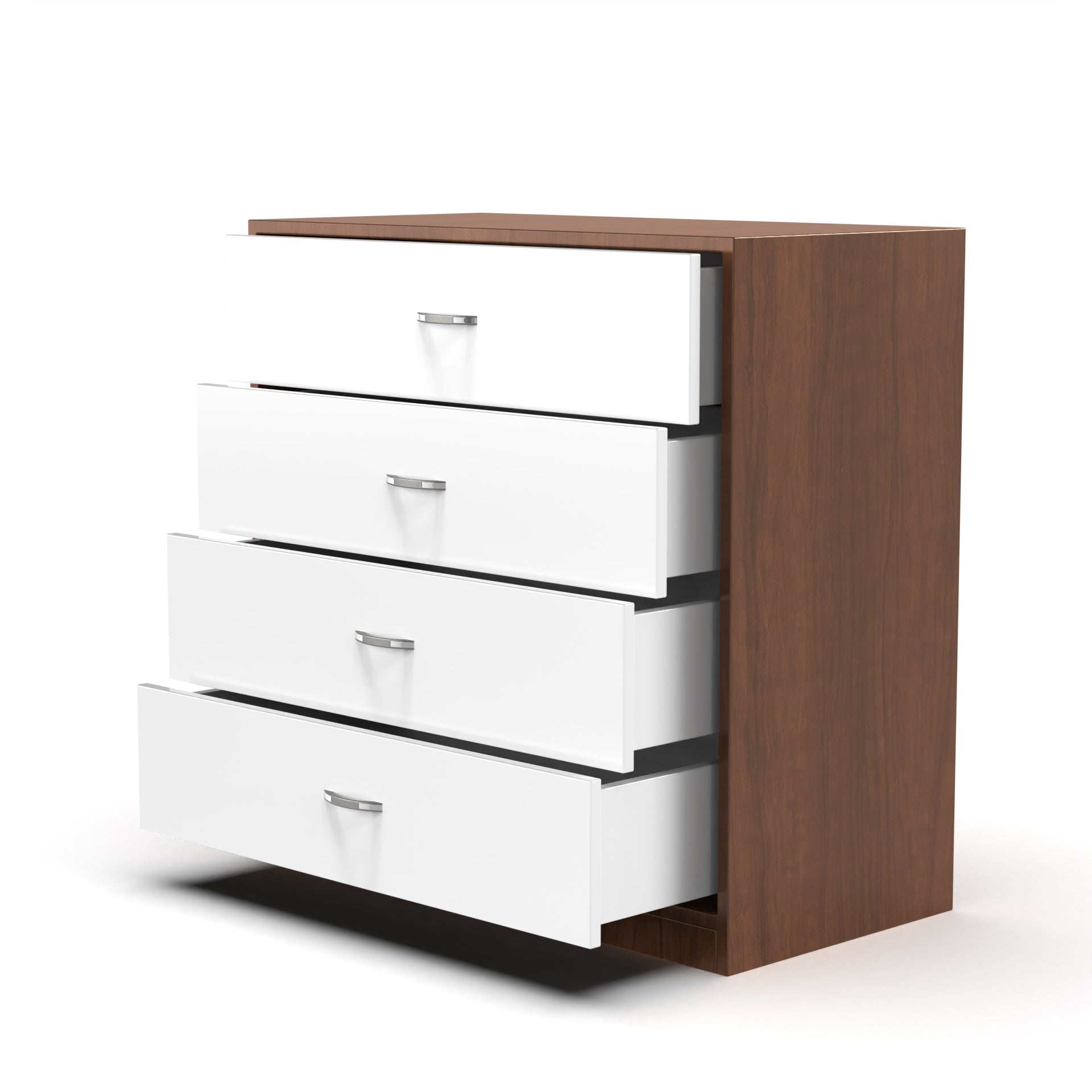 Bliss Chest with 4 Drawers (32") - Brazilian Walnut and Frosty White - Neehv Home