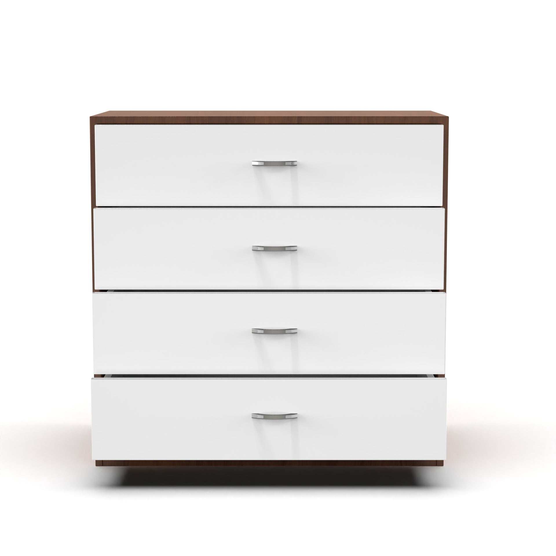 Bliss Chest with 4 Drawers (32") - Brazilian Walnut and Frosty White - Neehv Home