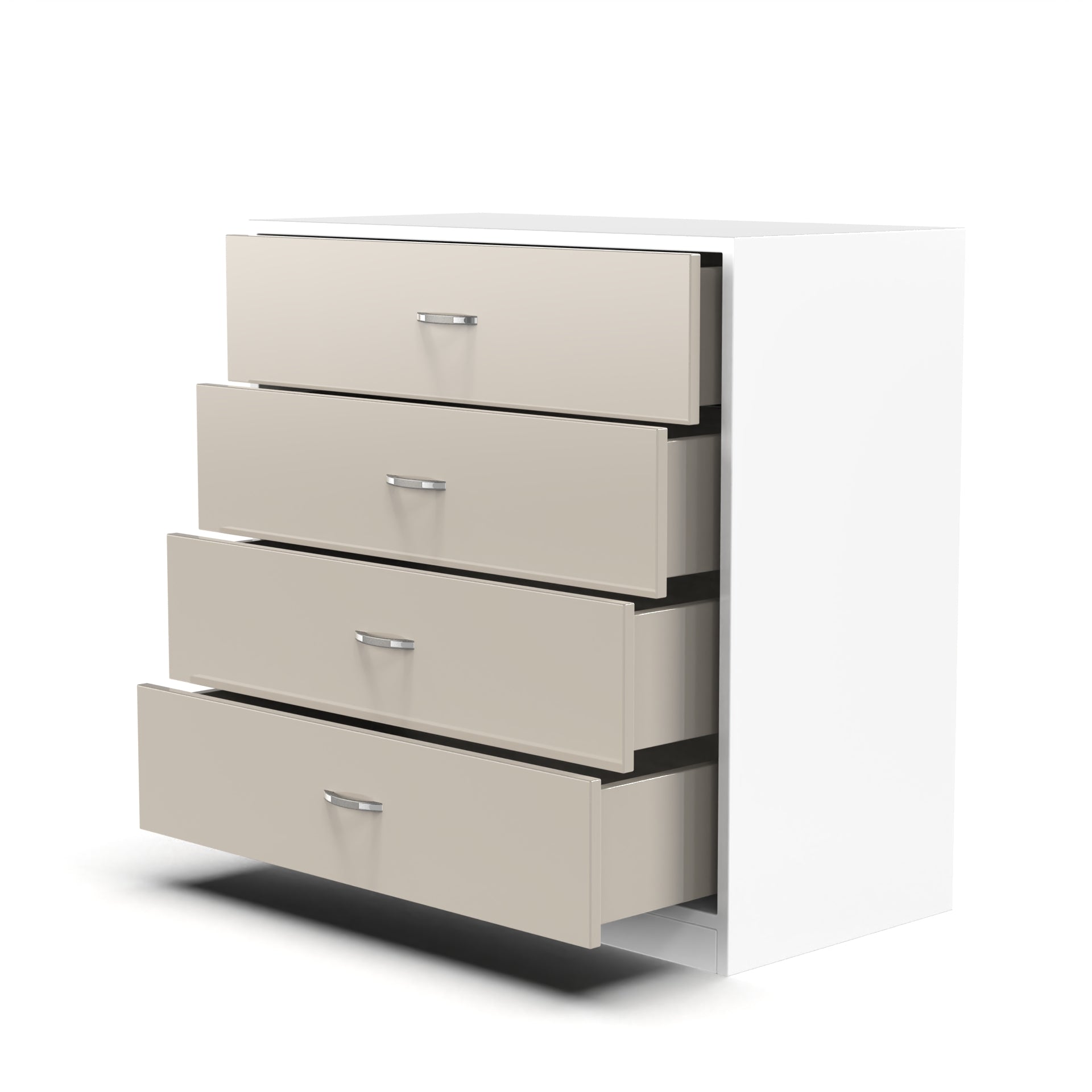 Bliss Chest with 4 Drawers (32") - UV Glossy Pebble Beach and Frosty White - Neehv Home