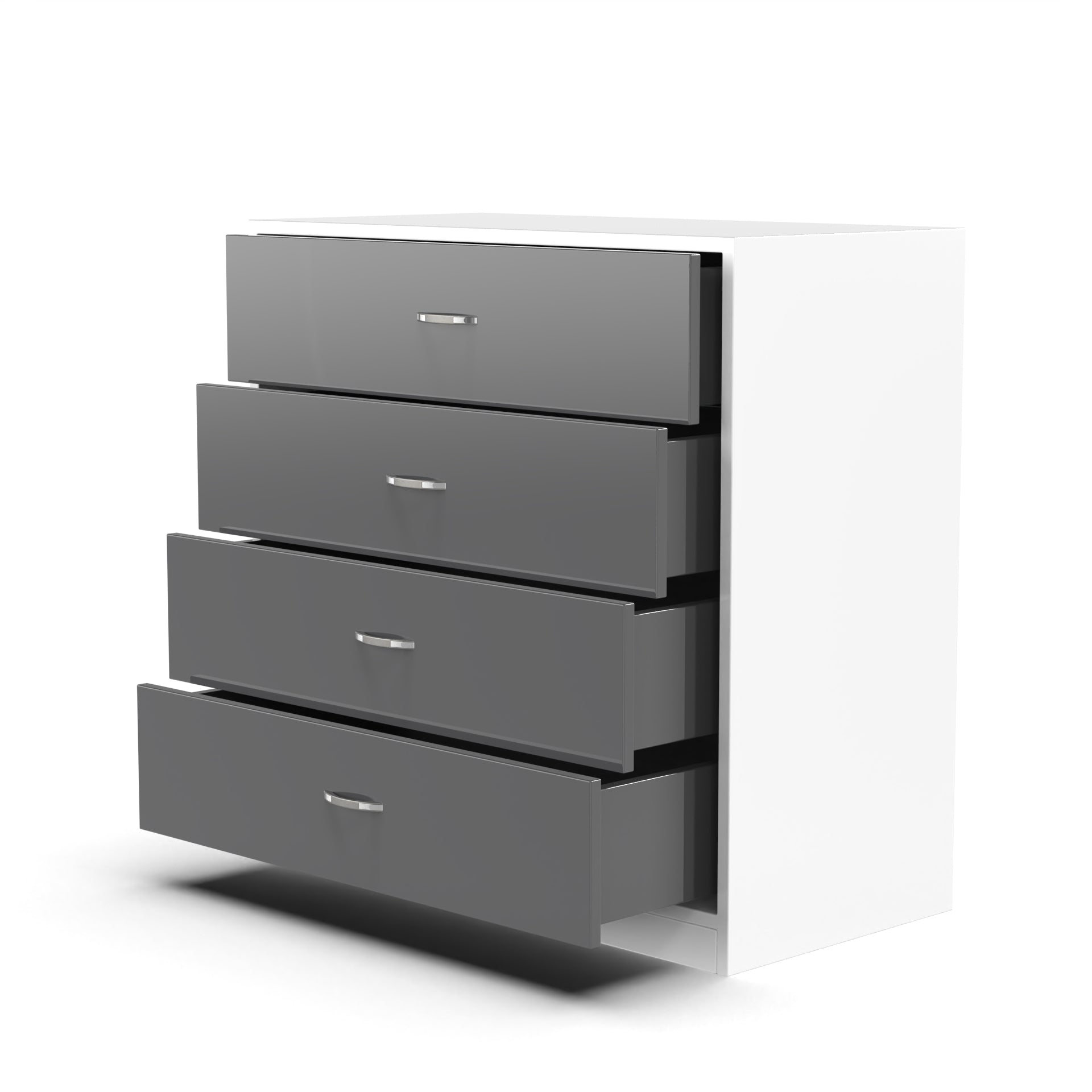 Bliss Chest with 4 Drawers (32") - UV Glossy Slate Grey and Frosty White - Neehv Home