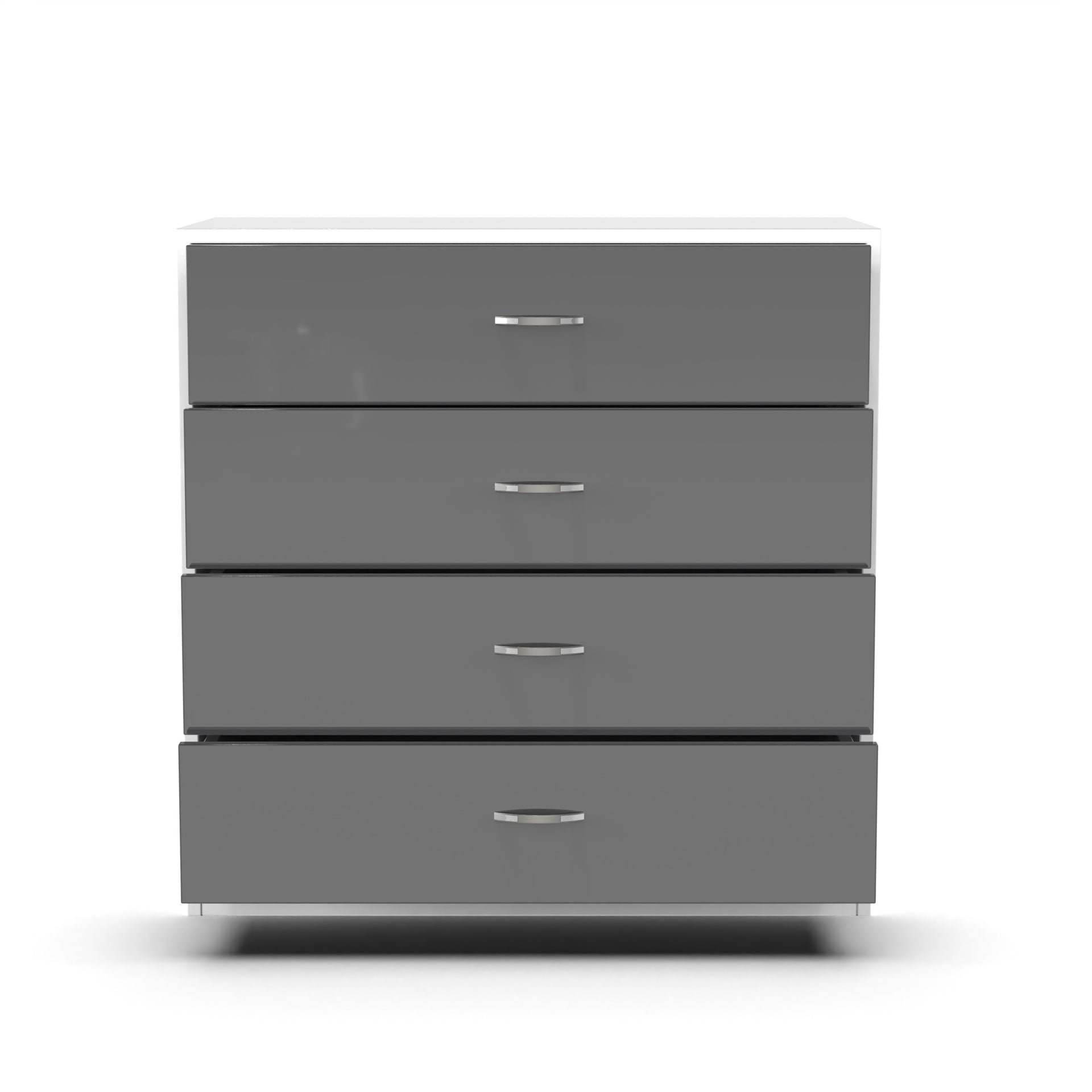 Bliss Chest with 4 Drawers (32") - UV Glossy Slate Grey and Frosty White - Neehv Home