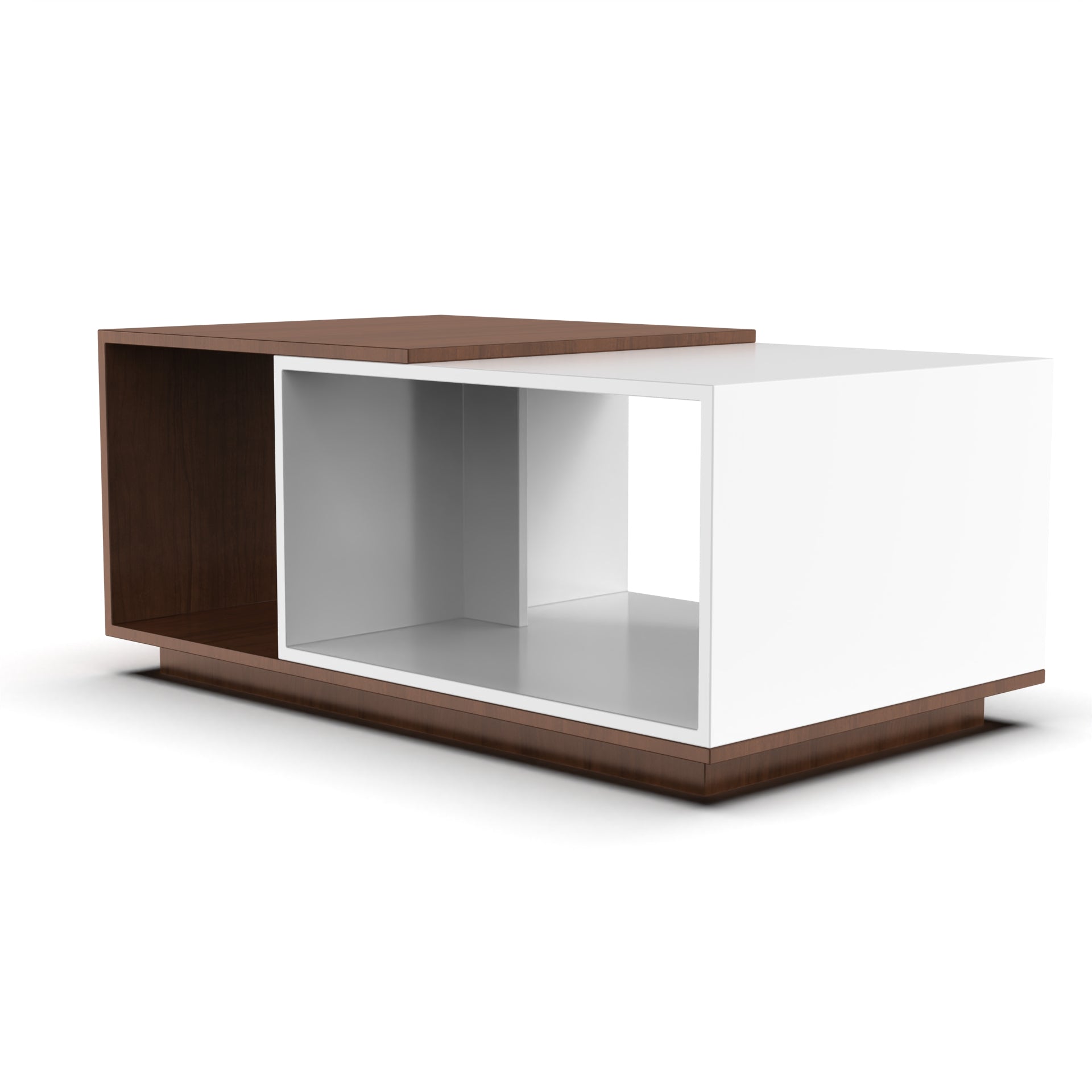 Euphoria Center Table with Open Storage - Brazilian Walnut and Frosty White - Neehv Home