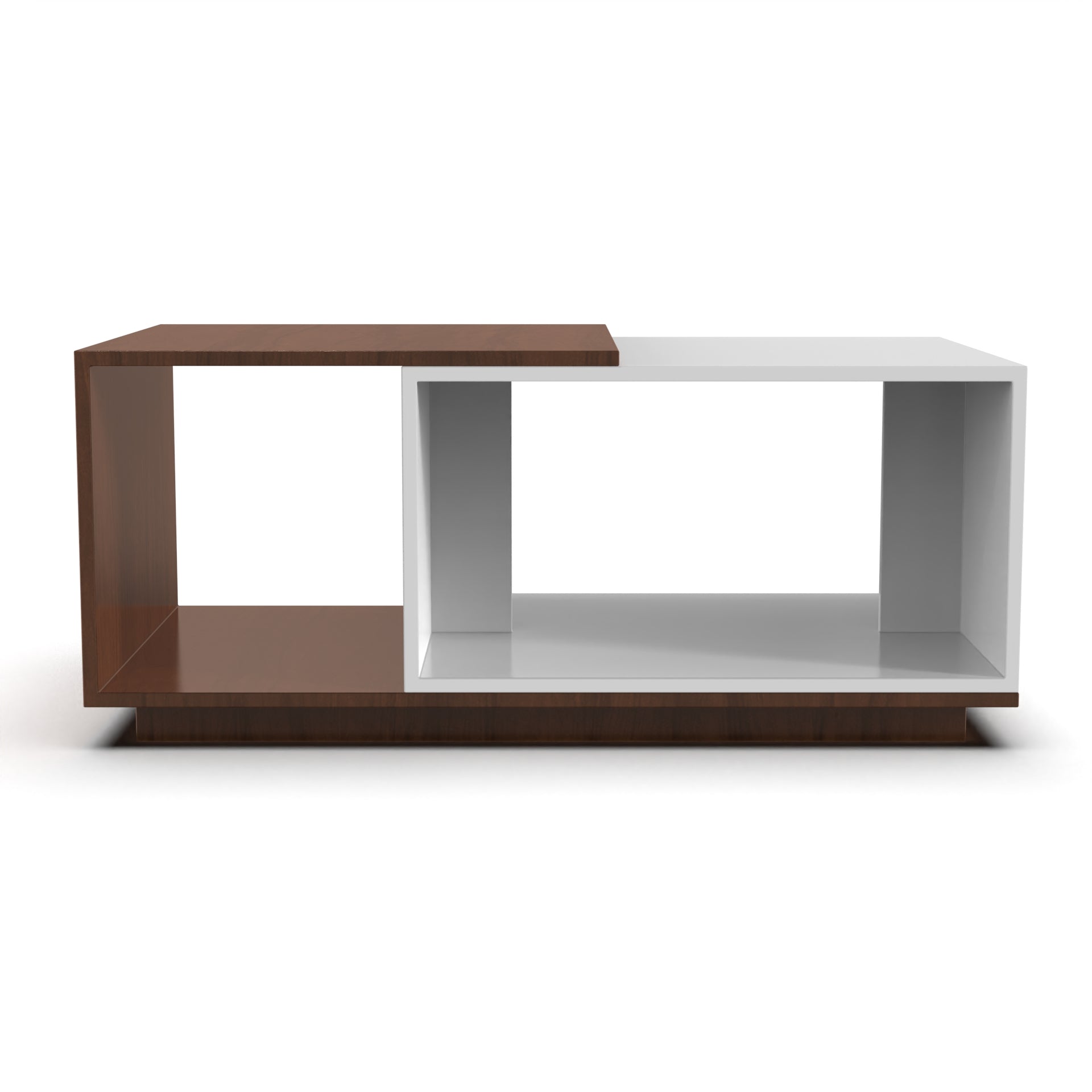 Euphoria Center Table with Open Storage - Brazilian Walnut and Frosty White - Neehv Home