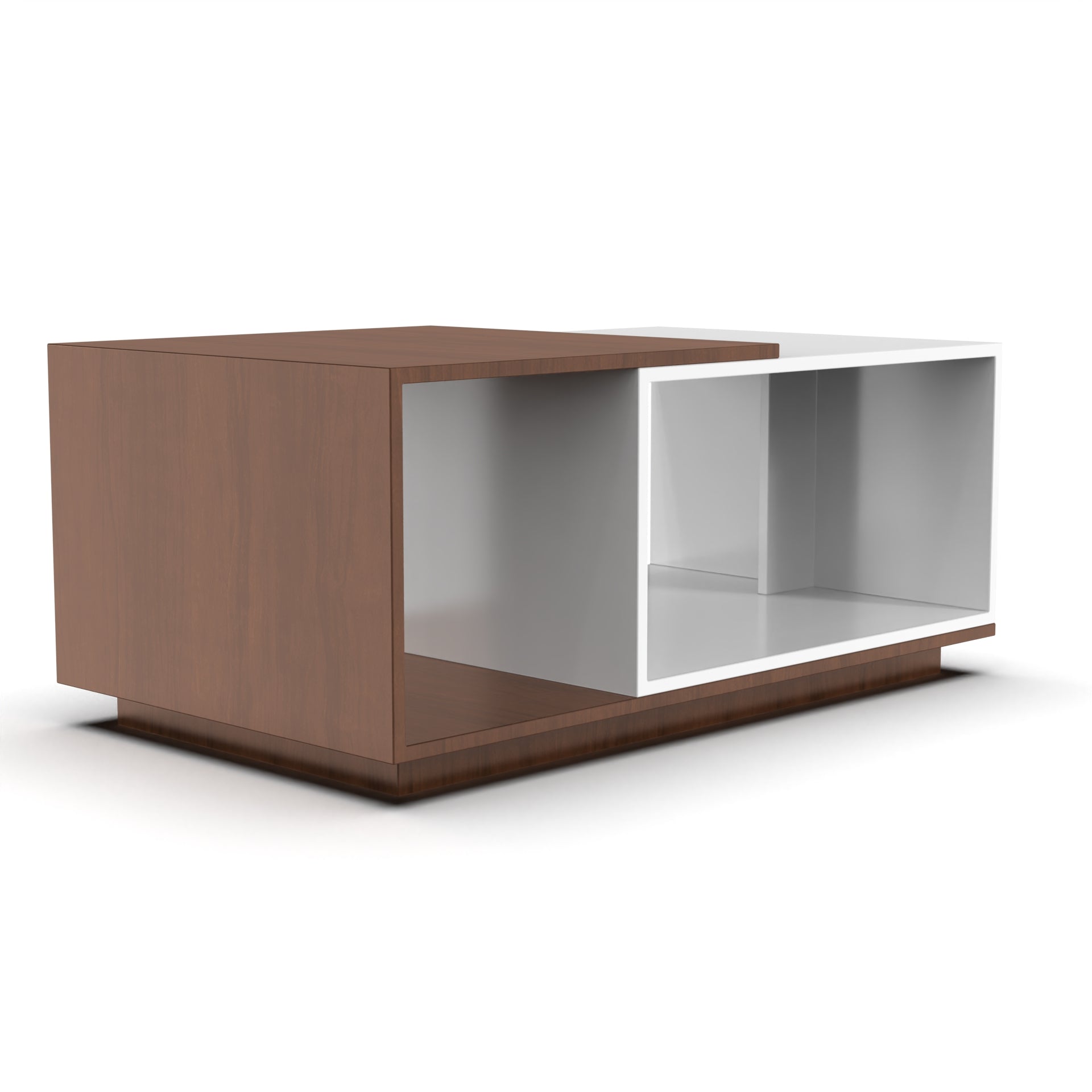 Euphoria Center Table with Open Storage - Brazilian Walnut and Frosty White - Neehv Home