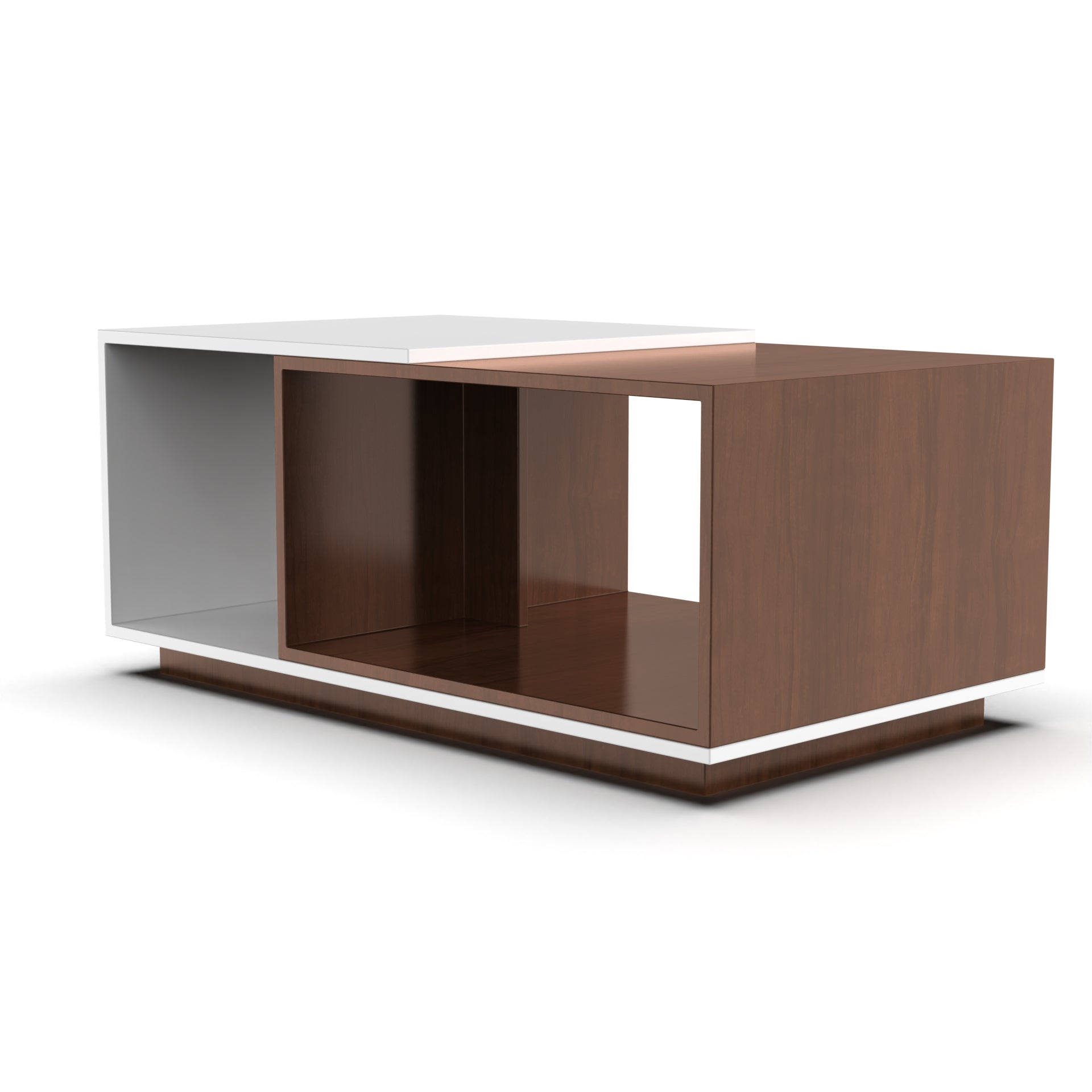 Euphoria Center Table with Open Storage - Brazilian Walnut and Frosty White - Neehv Home