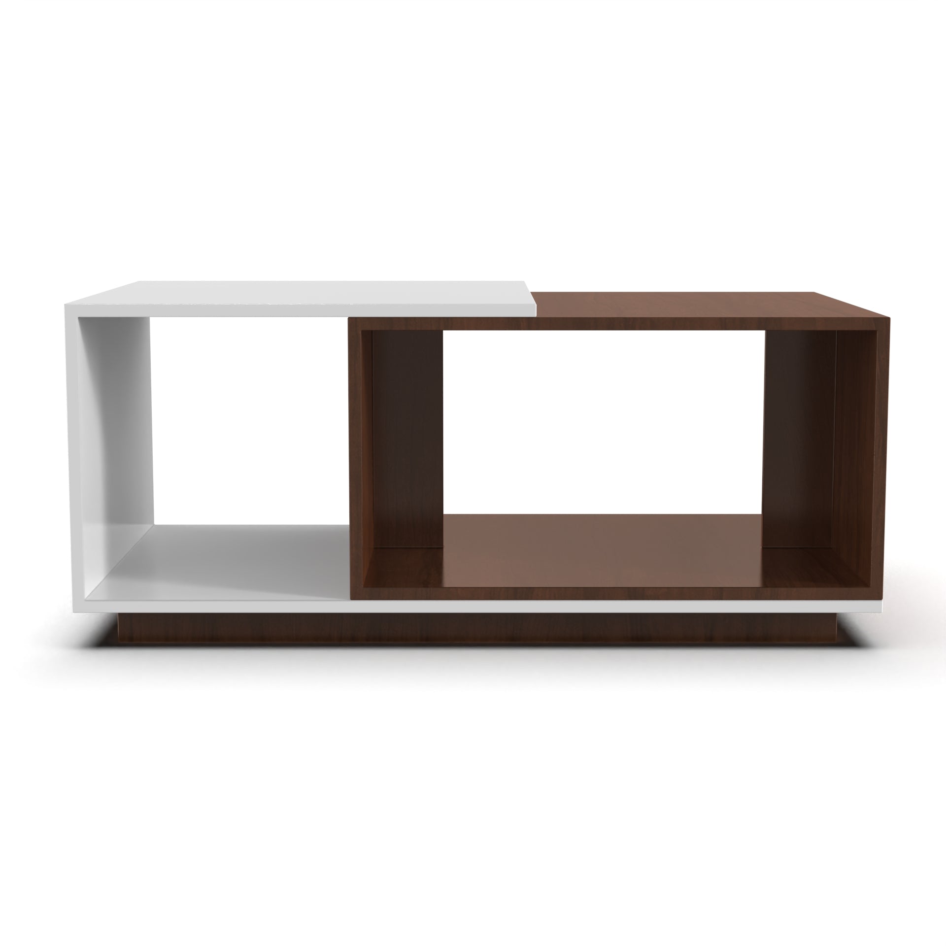 Euphoria Center Table with Open Storage - Brazilian Walnut and Frosty White - Neehv Home