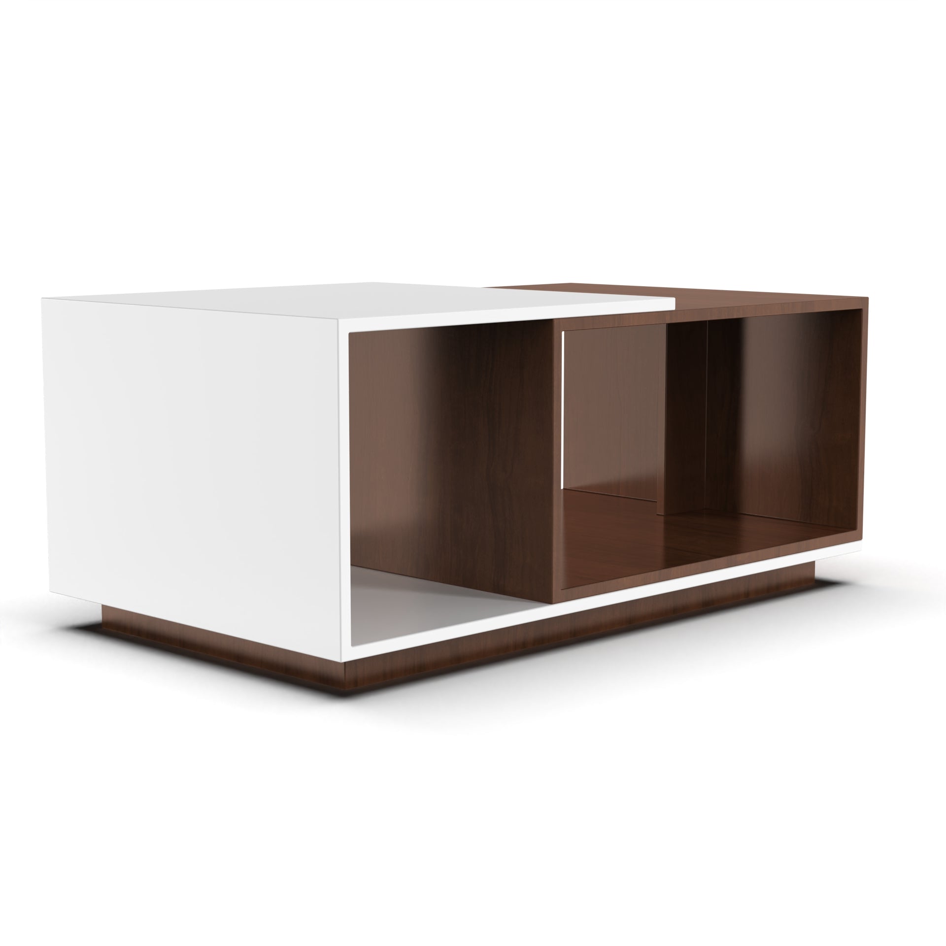 Euphoria Center Table with Open Storage - Brazilian Walnut and Frosty White - Neehv Home