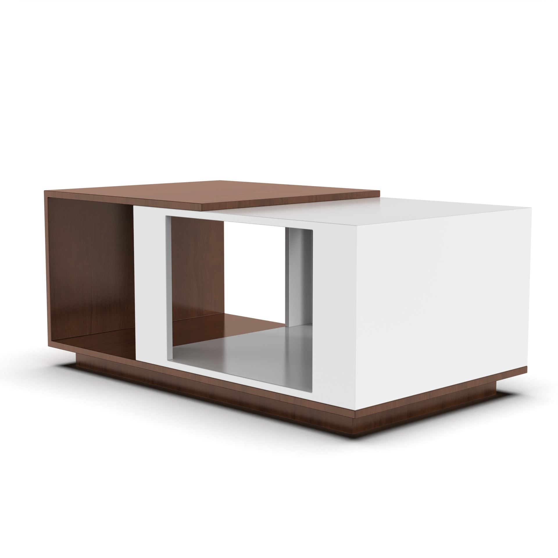 Iris Coffee Table with Open Storage - Brazilian Walnut and Frosty White - Neehv Home