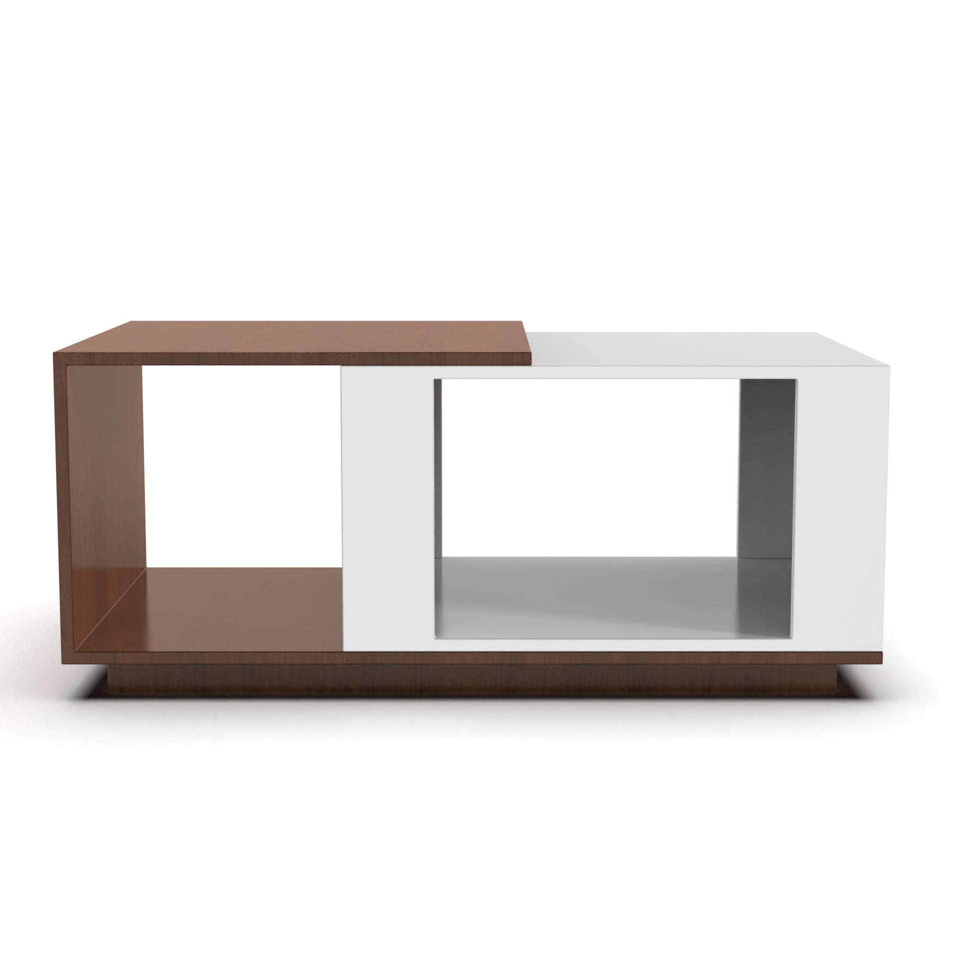 Iris Coffee Table with Open Storage - Brazilian Walnut and Frosty White - Neehv Home