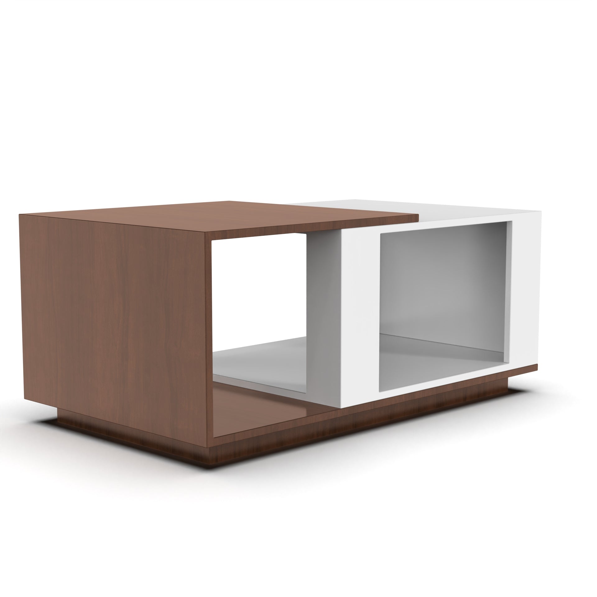 Iris Coffee Table with Open Storage - Brazilian Walnut and Frosty White - Neehv Home