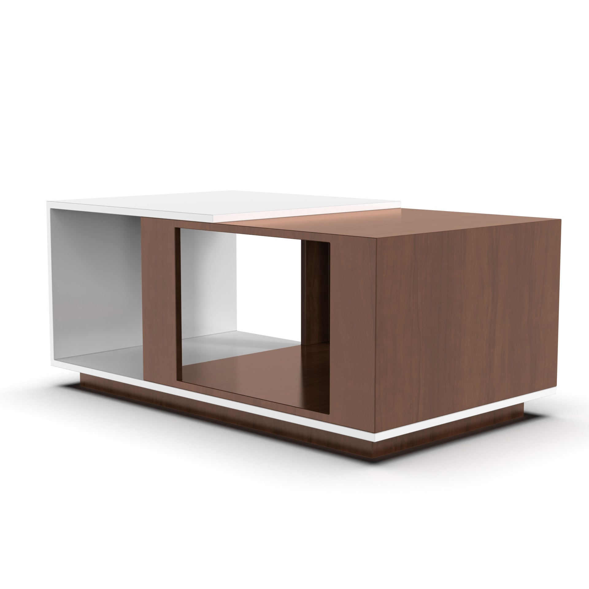 Iris Coffee Table with Open Storage - Brazilian Walnut and Frosty White - Neehv Home