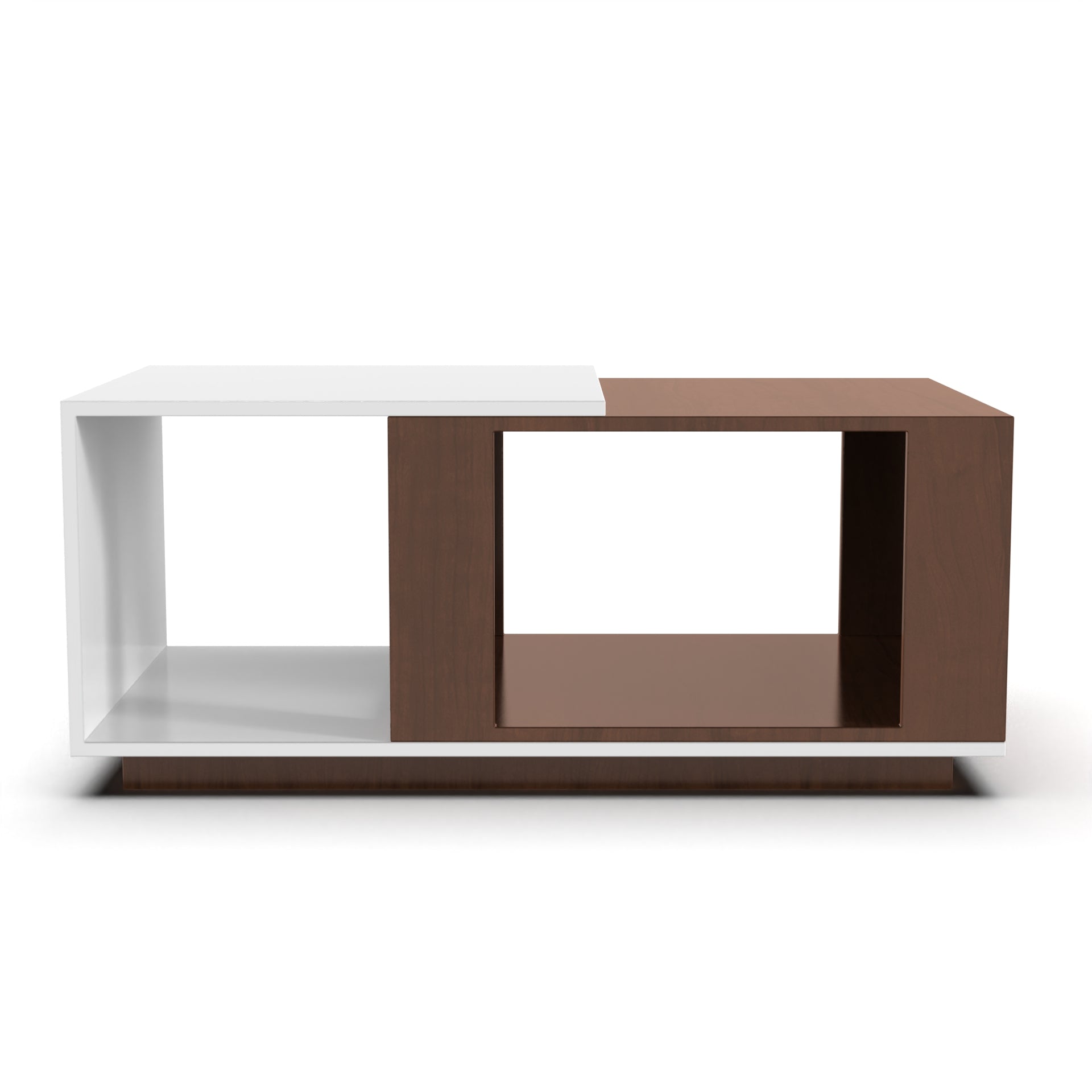 Iris Coffee Table with Open Storage - Brazilian Walnut and Frosty White - Neehv Home