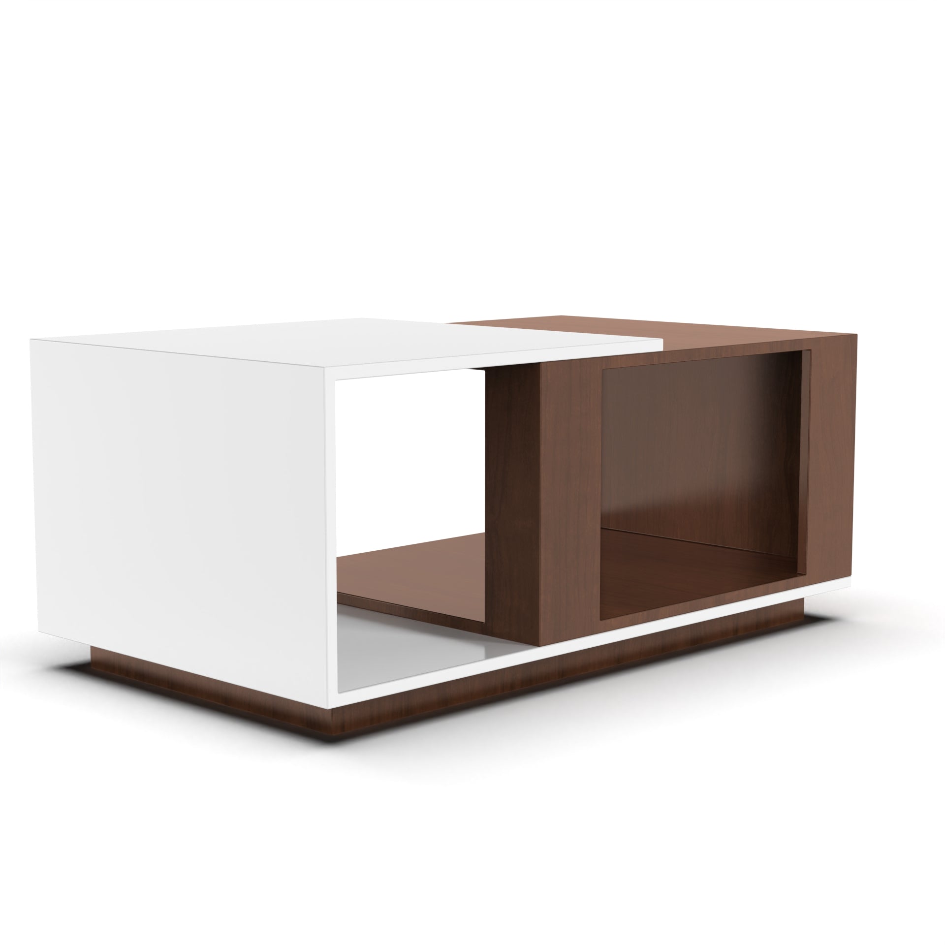 Iris Coffee Table with Open Storage - Brazilian Walnut and Frosty White - Neehv Home