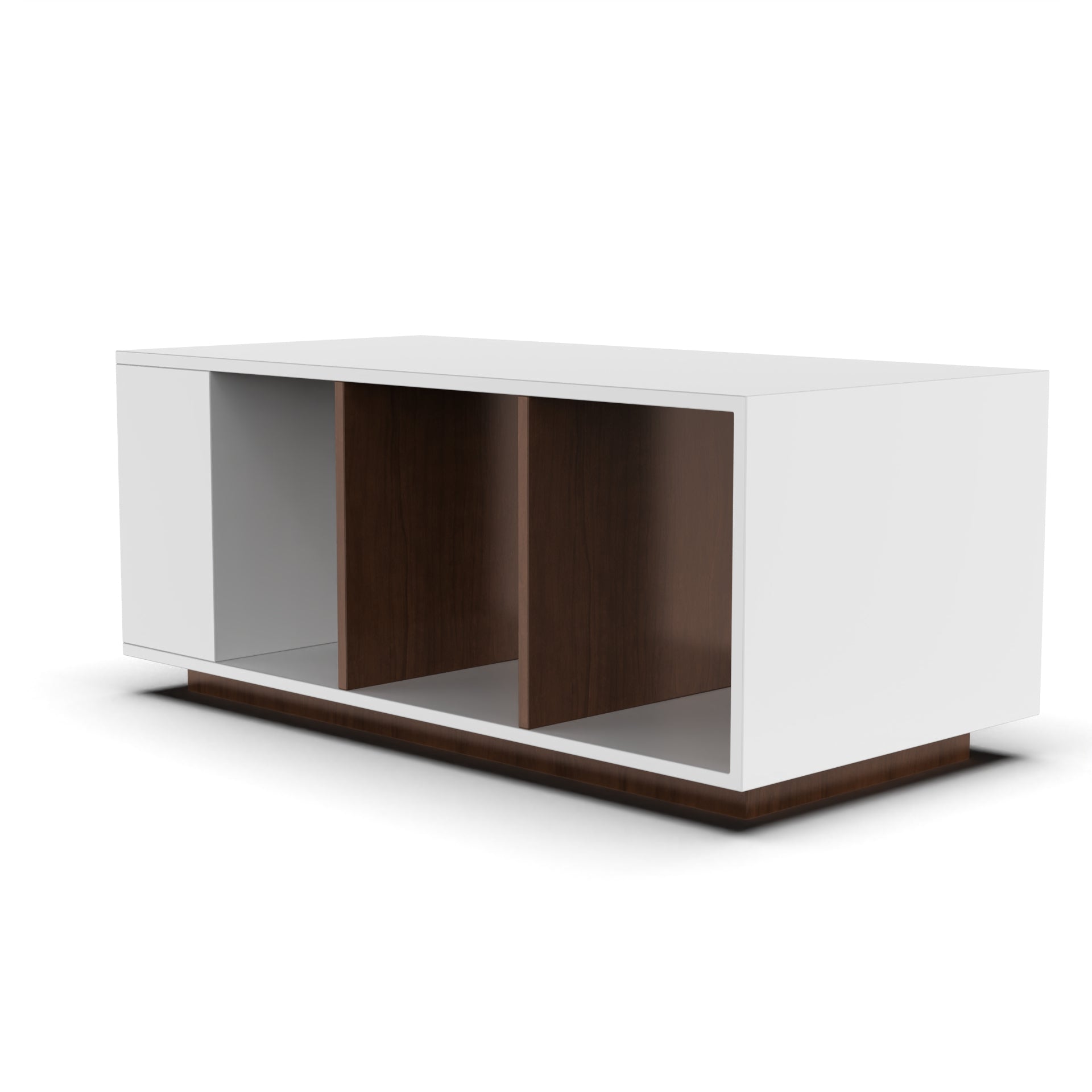 Marvel Rectangular Coffee Table with Storage - Brazillian Walnut and Frosty White - Neehv Home