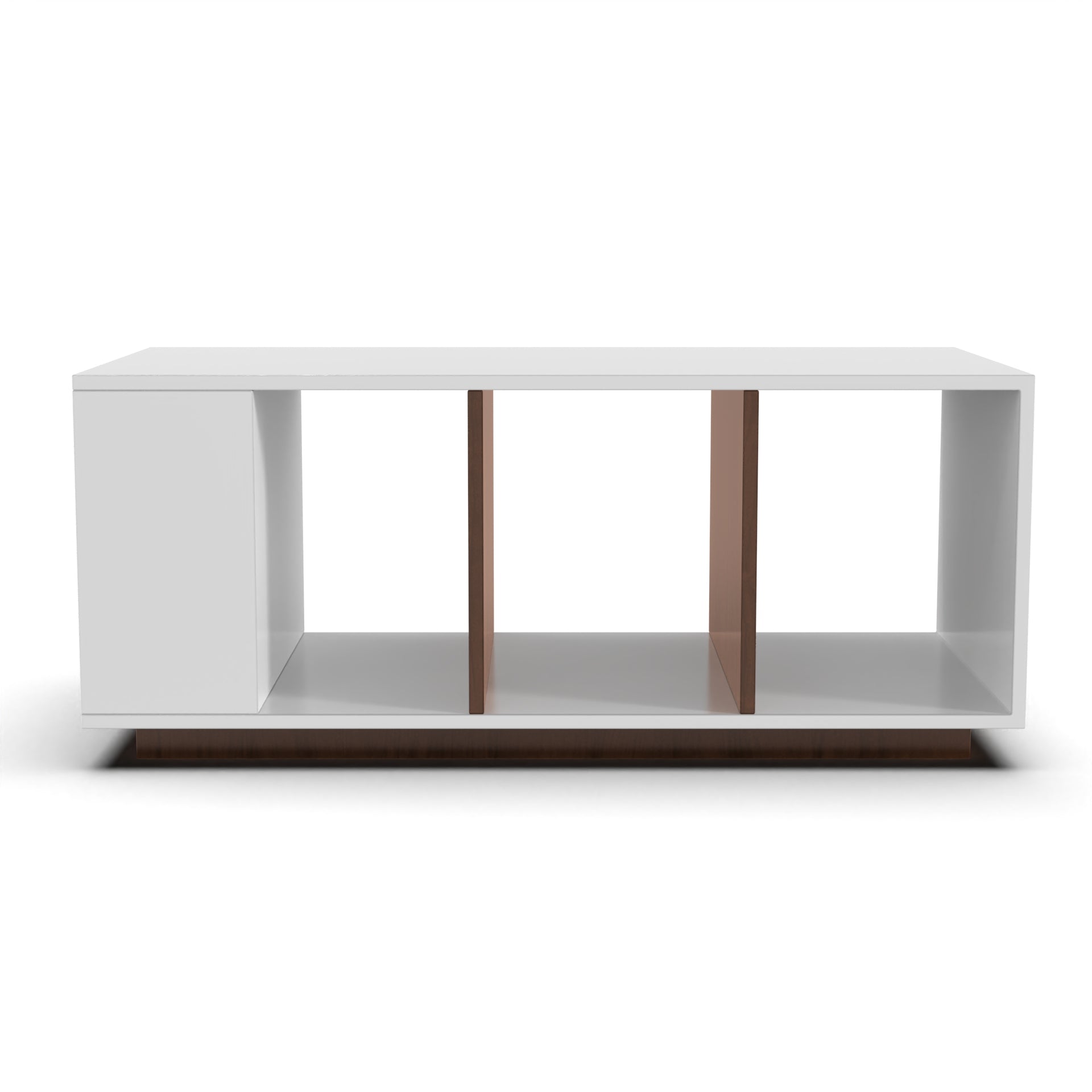 Marvel Rectangular Coffee Table with Storage - Brazillian Walnut and Frosty White - Neehv Home