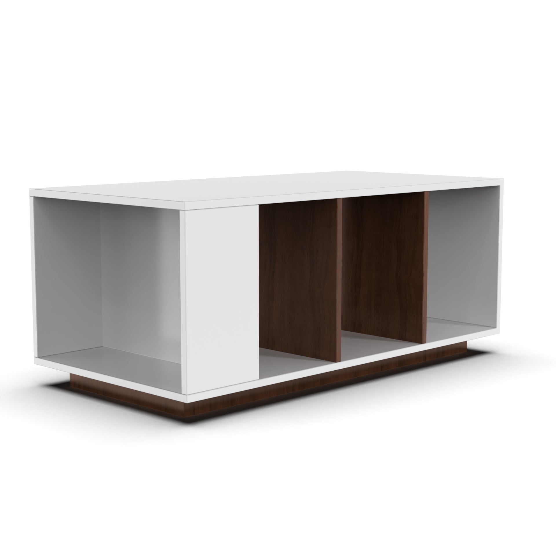 Marvel Rectangular Coffee Table with Storage - Brazillian Walnut and Frosty White - Neehv Home