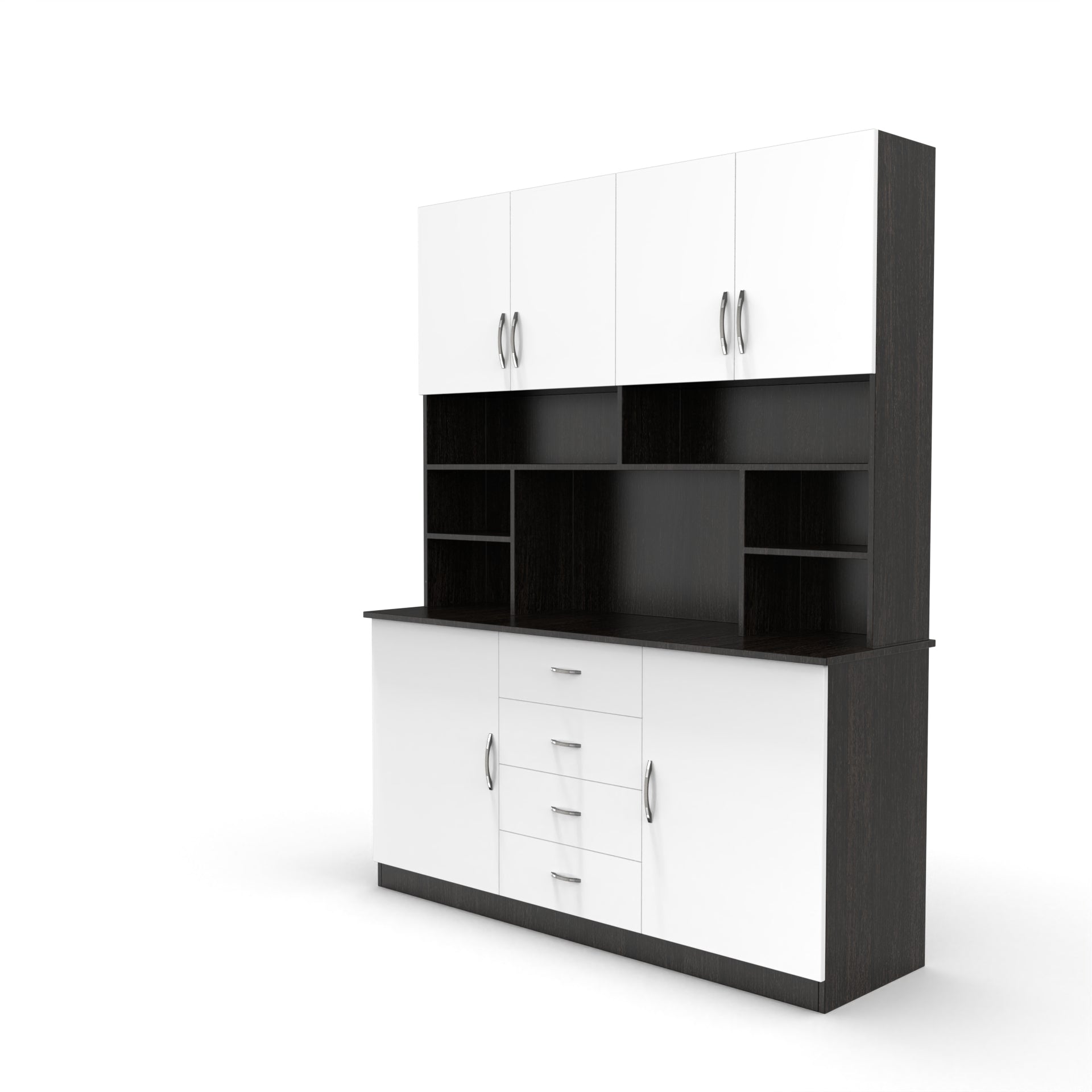 Liam Kitchen Crockery Cabinet - Wenge and Frosty White - Neehv Home