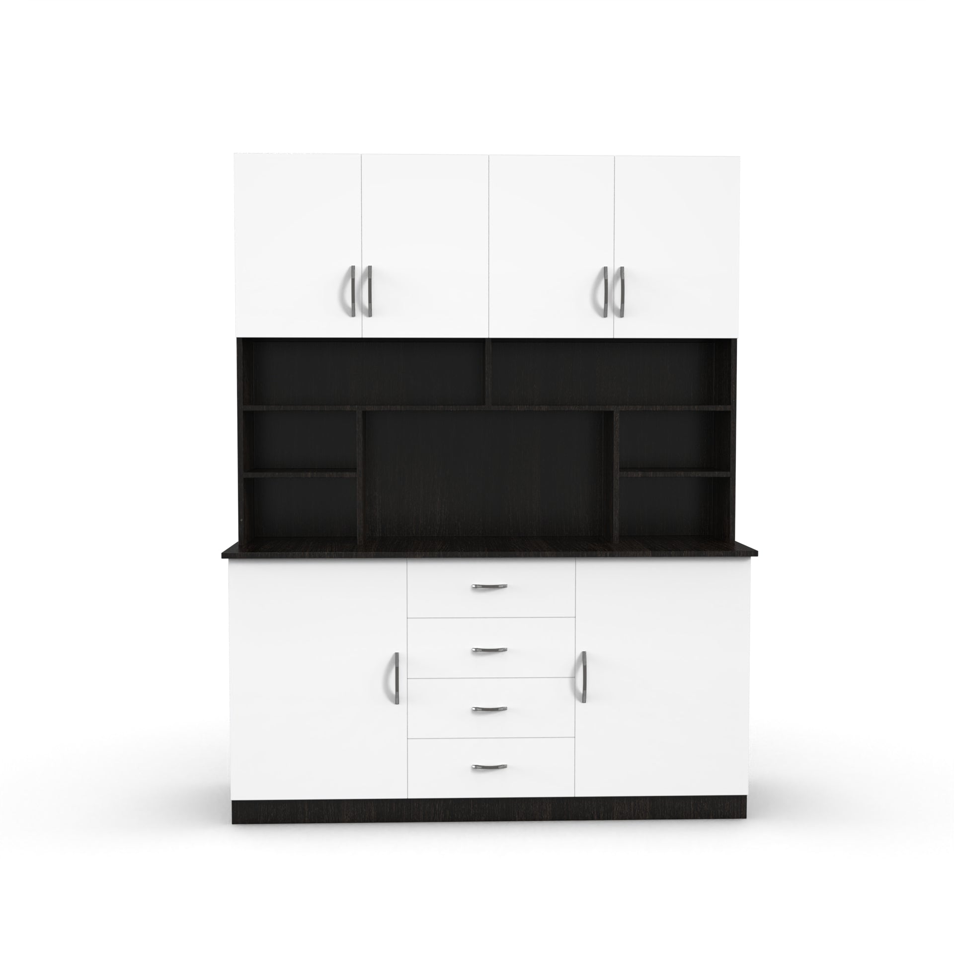 Liam Kitchen Crockery Cabinet - Wenge and Frosty White - Neehv Home