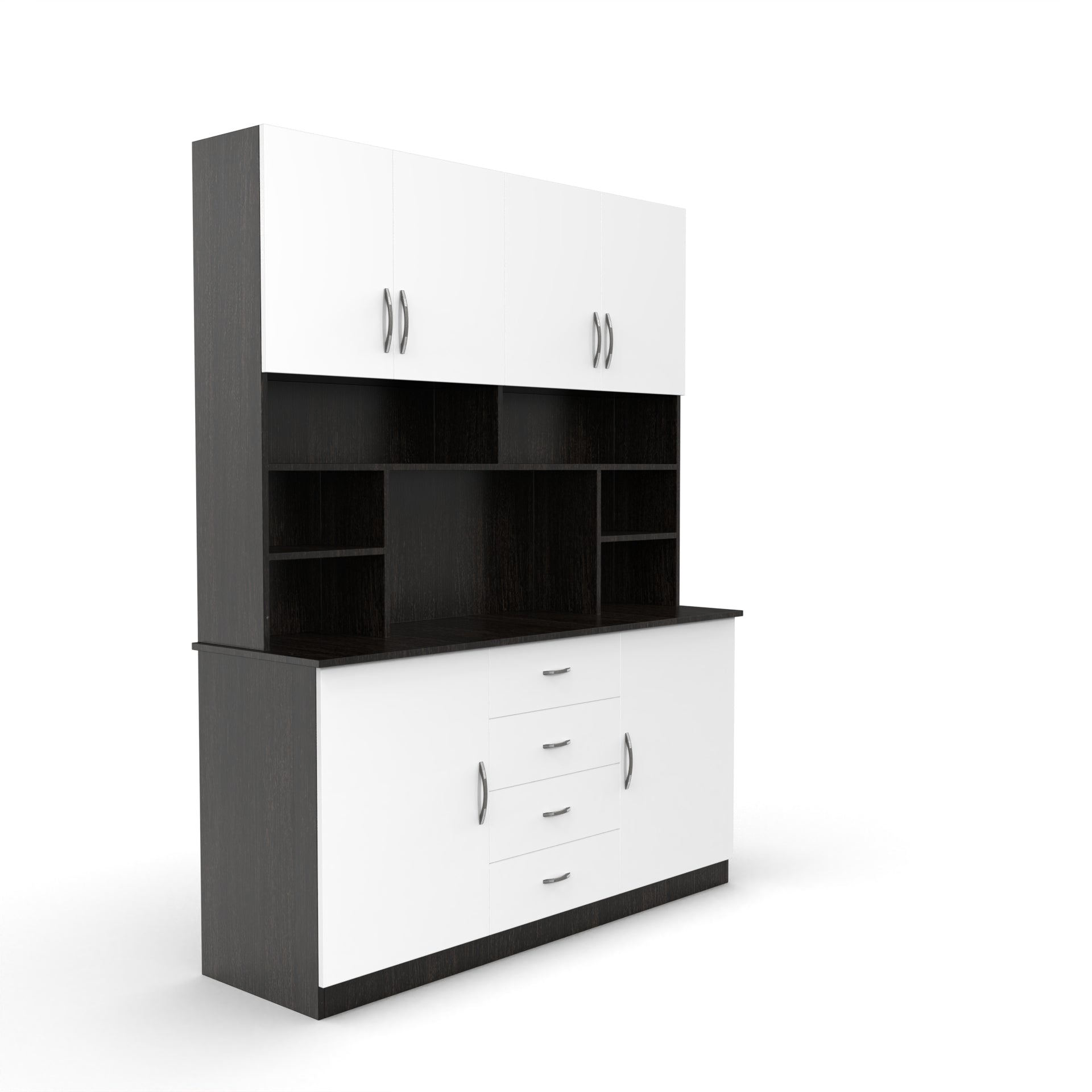 Liam Kitchen Crockery Cabinet - Wenge and Frosty White - Neehv Home