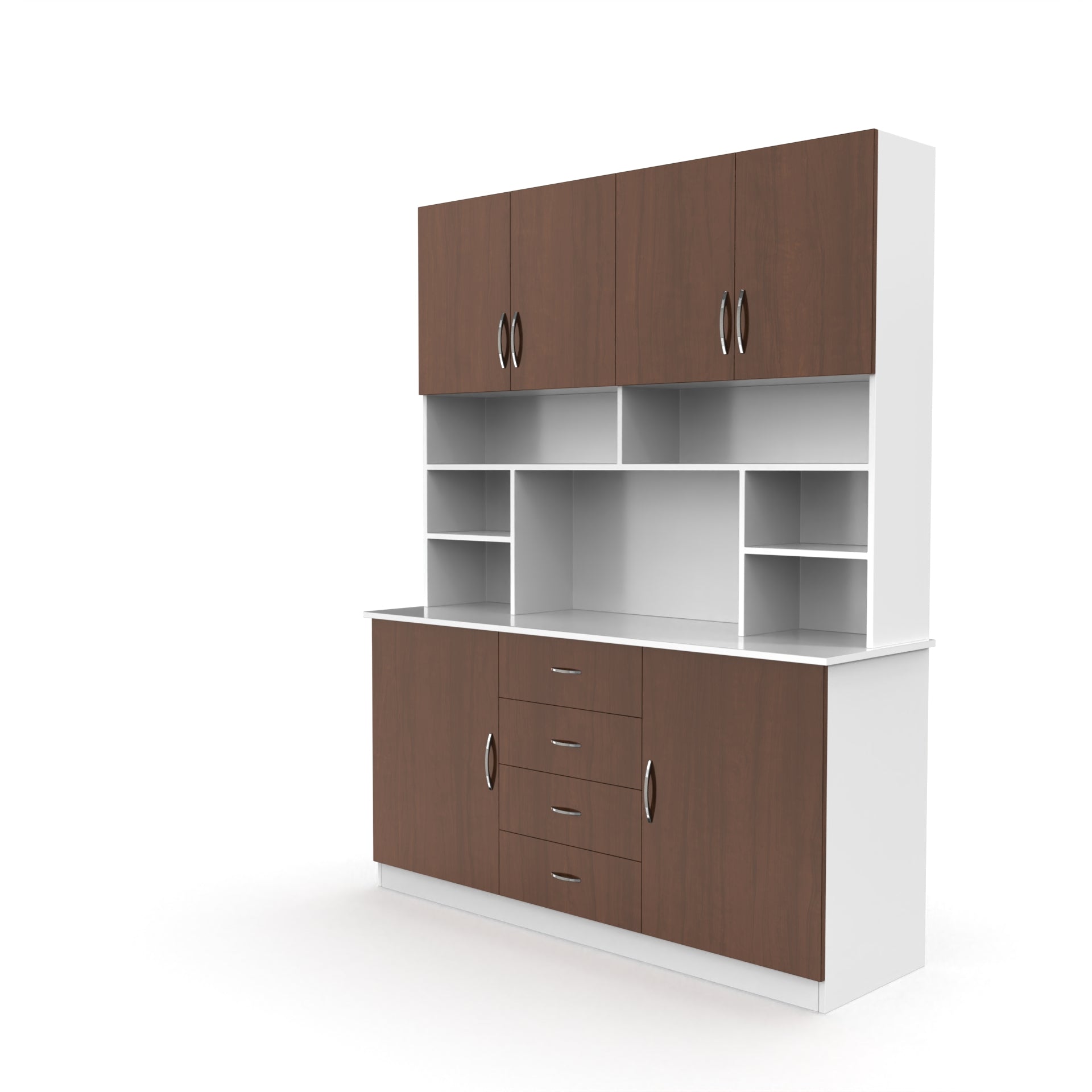 Liam Kitchen Crockery Cabinet - Brazilian walnut and Frosty white - Neehv Home