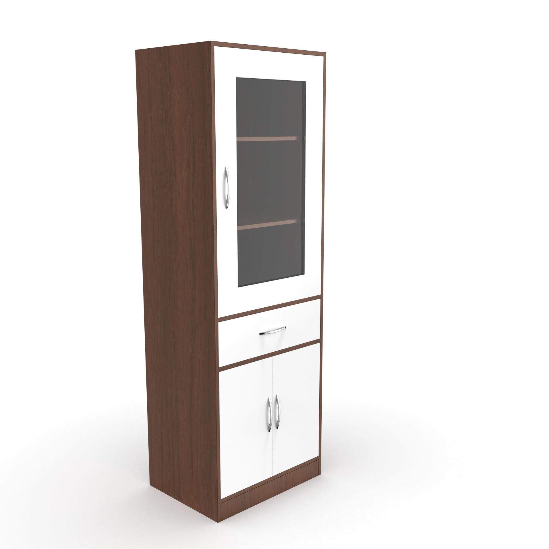 Finn Crockery Unit - Brazilian walnut and Frosty white - Neehv Home