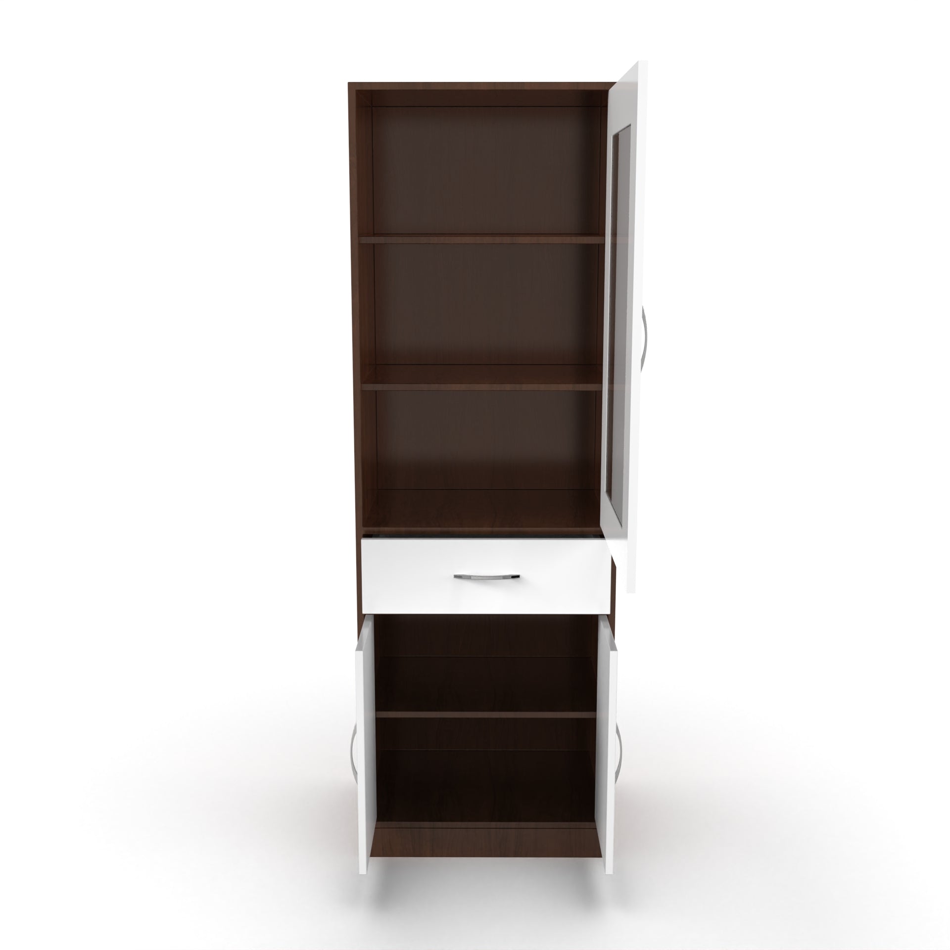 Finn Crockery Unit - Brazilian walnut and Frosty white - Neehv Home