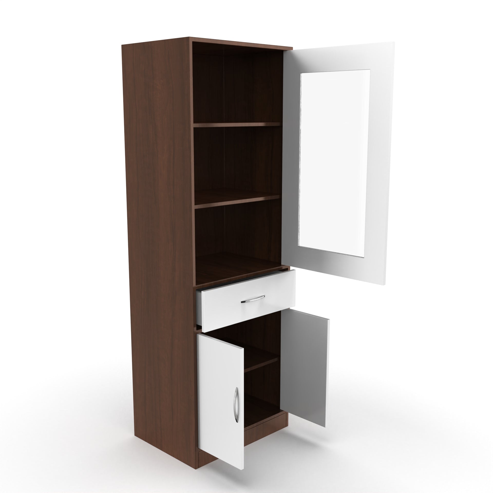 Finn Crockery Unit - Brazilian walnut and Frosty white - Neehv Home