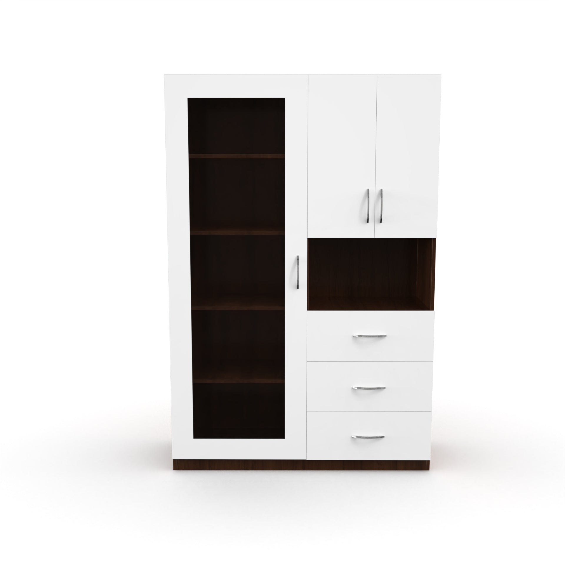 Olivia Bookshelf with Door - Brazilian walnut and Frosty white - Neehv Home