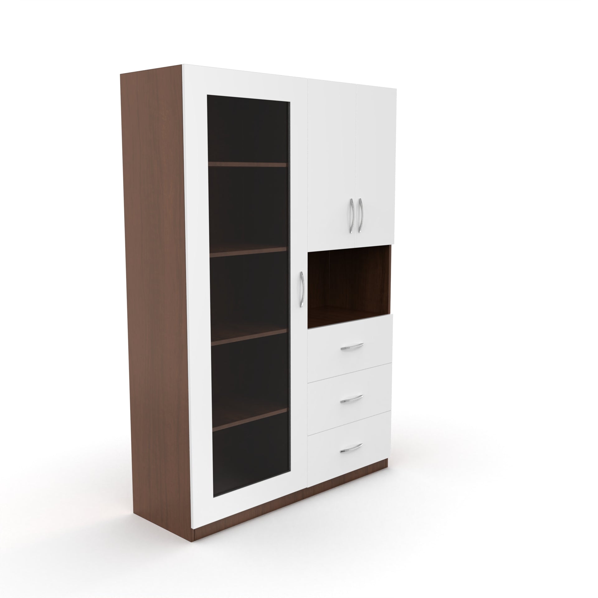 Olivia Bookshelf with Door - Brazilian walnut and Frosty white - Neehv Home