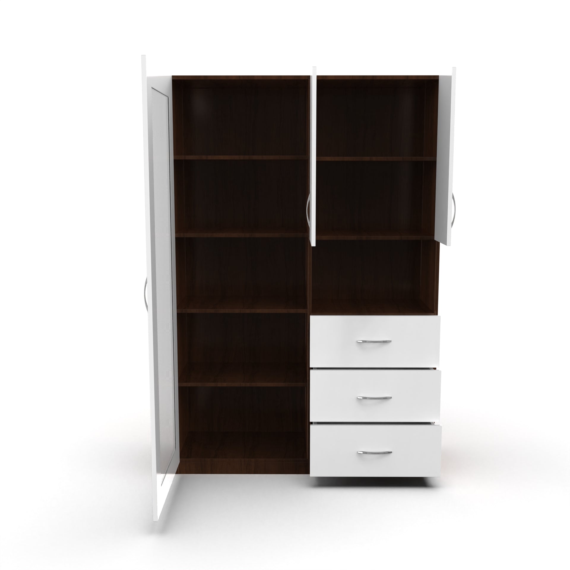 Olivia Bookshelf with Door - Brazilian walnut and Frosty white - Neehv Home