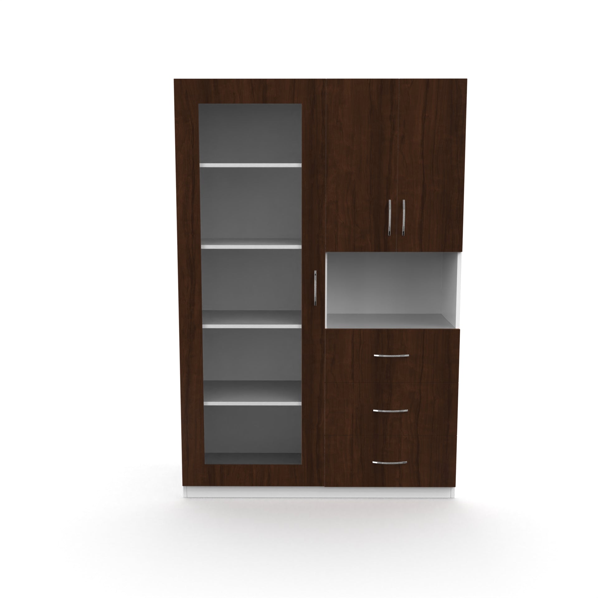 Olivia Bookshelf with Door - Brazilian walnut and Frosty white - Neehv Home