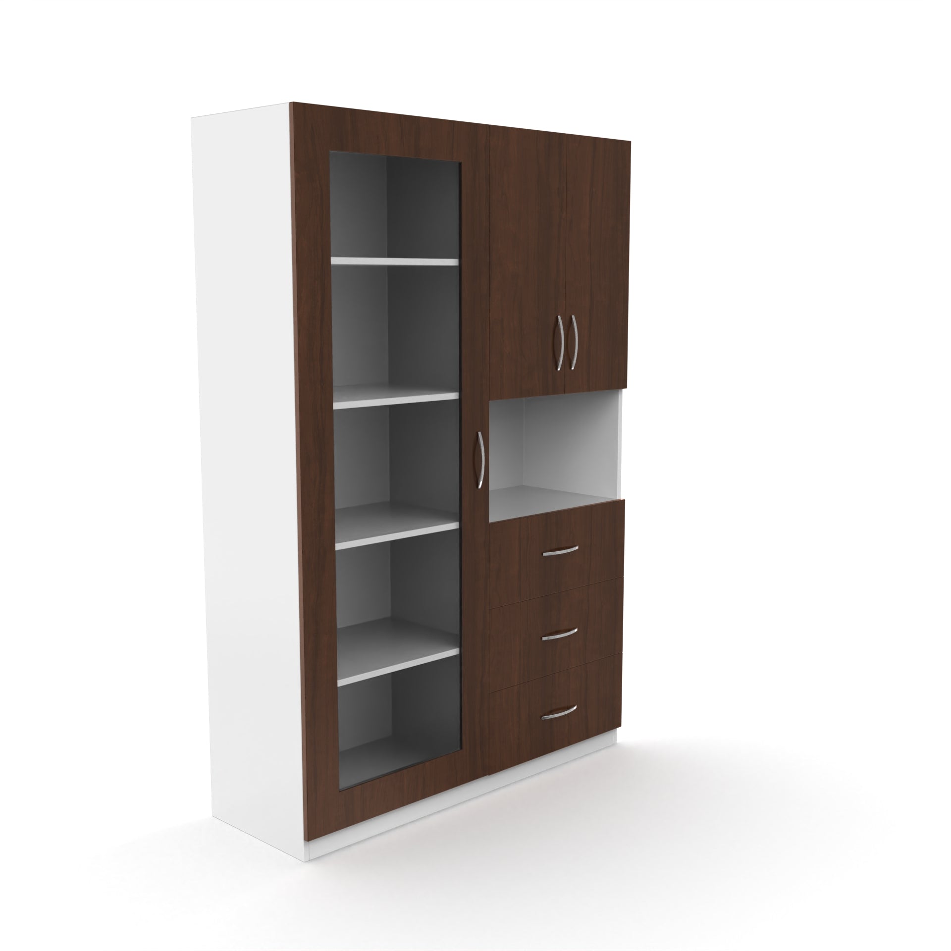 Olivia Bookshelf with Door - Brazilian walnut and Frosty white - Neehv Home